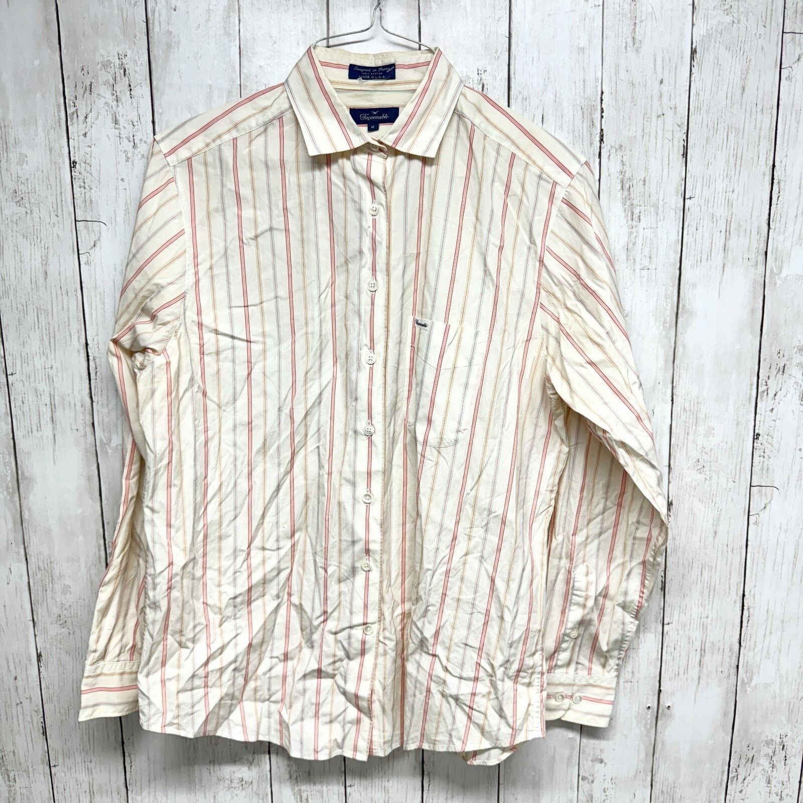 Faconnable Facconable Shirt Men Medium Stripe Long Sleeve Button Down Size US M / EU 48-50 / 2 - 1 Thumbnail