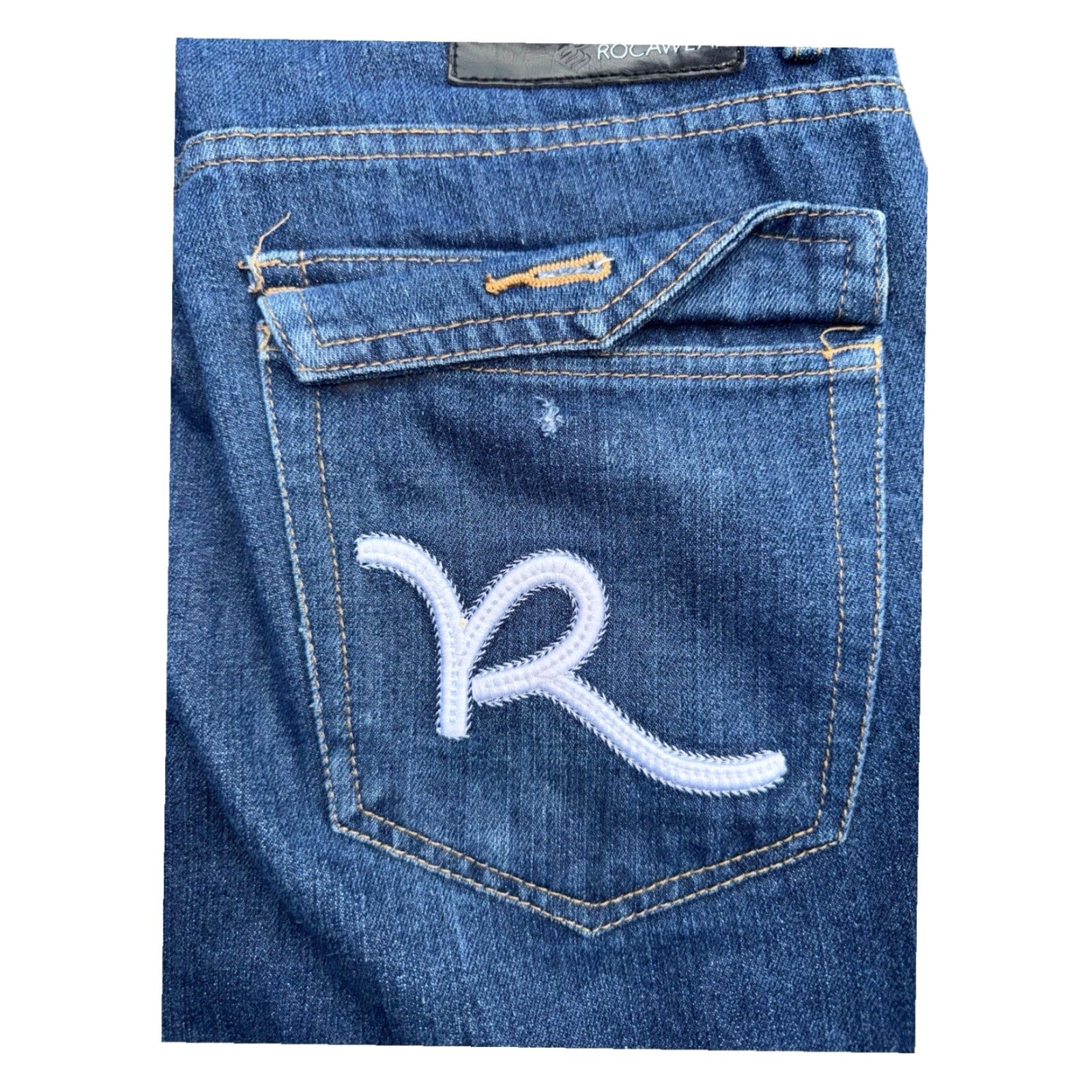 Rocawear VINTAGE Rocawear Jeans Blue Embroidered Pockets Classic Fit Size 34x32 RARE Mens Straight 34 32 Size US 34 / EU 50 - 5 Thumbnail