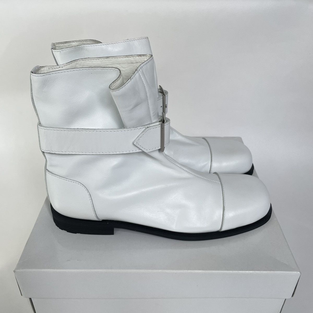 Comme des Garcons Square Toe Black Leather Buckle Boots Size US 8 / IT 38 - 18 Thumbnail