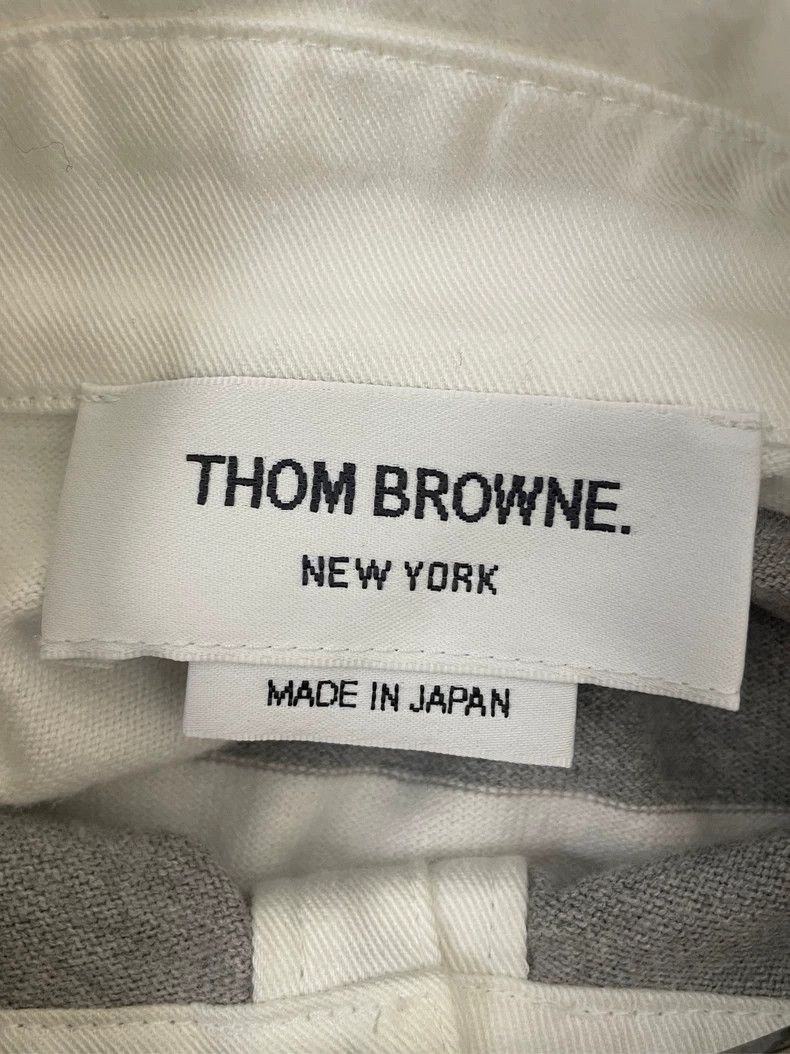 Thom Browne Thom browne Gray and white striped polo long-sleeved T-shir Size US S / EU 44-46 / 1 - 6 Thumbnail