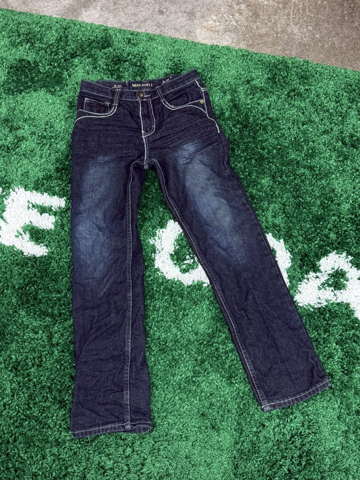 Makaveli Vintage Makaveli Y2K Button Flap Pocket Contrast Denim Jeans Size 38" / US 16 / IT 52 - 4 Thumbnail