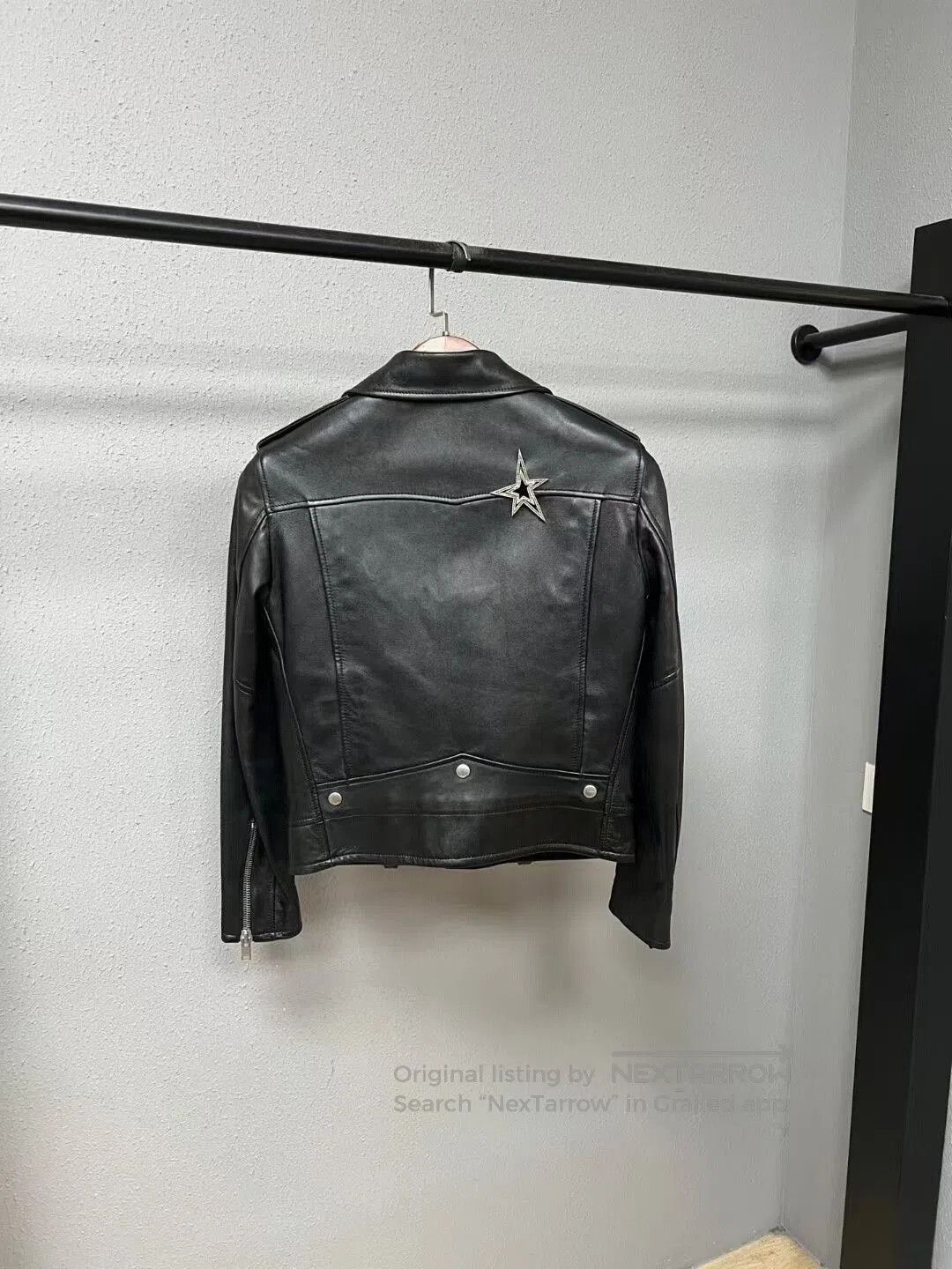 Yves Saint Laurent black leather jacket with logo. Size L / US 10 / IT 46 - 2 Thumbnail