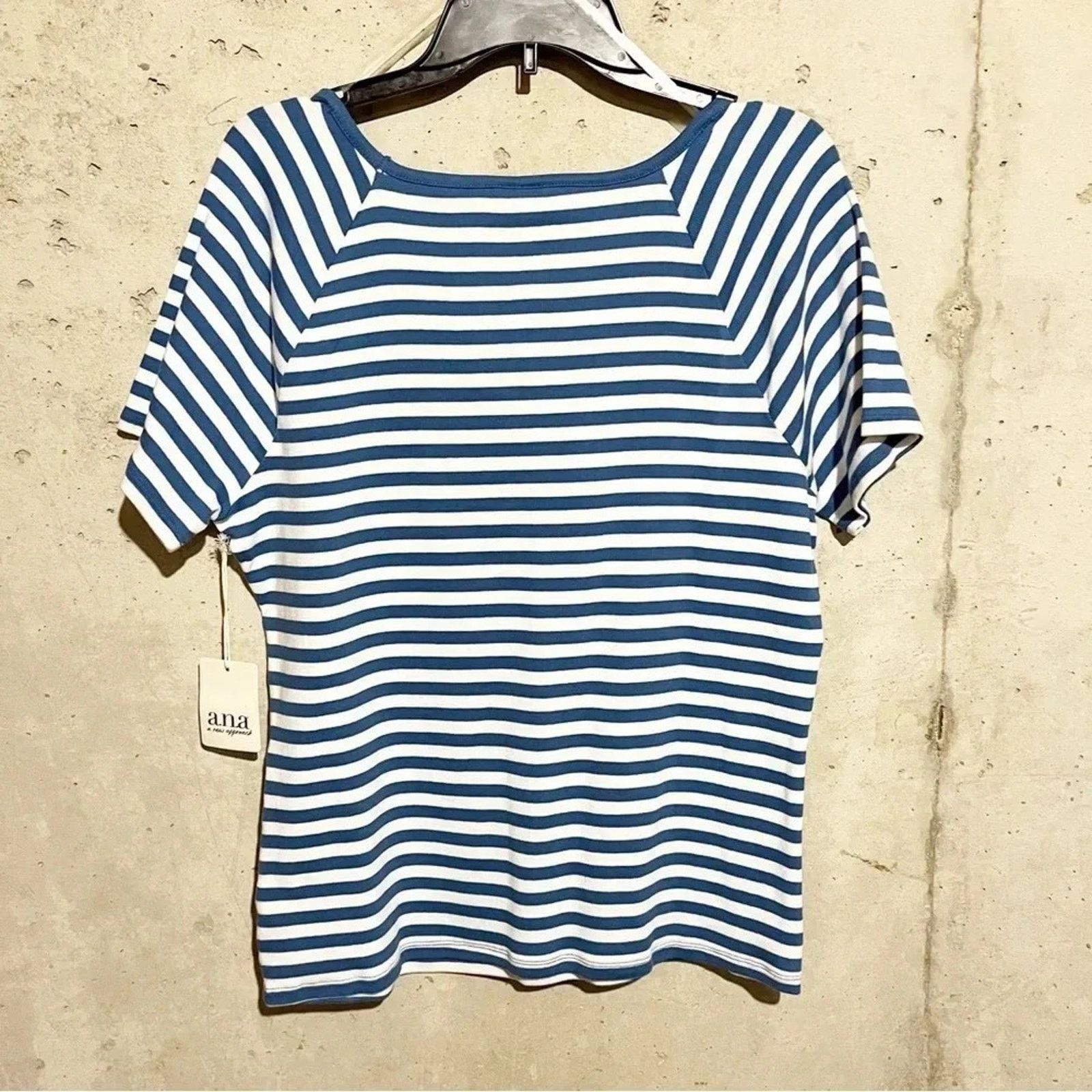 Other Ana Shirt Womens XL Blue White Sarah Striped Top Blouse Knit Size XL / US 12-14 / IT 48-50 - 6 Thumbnail