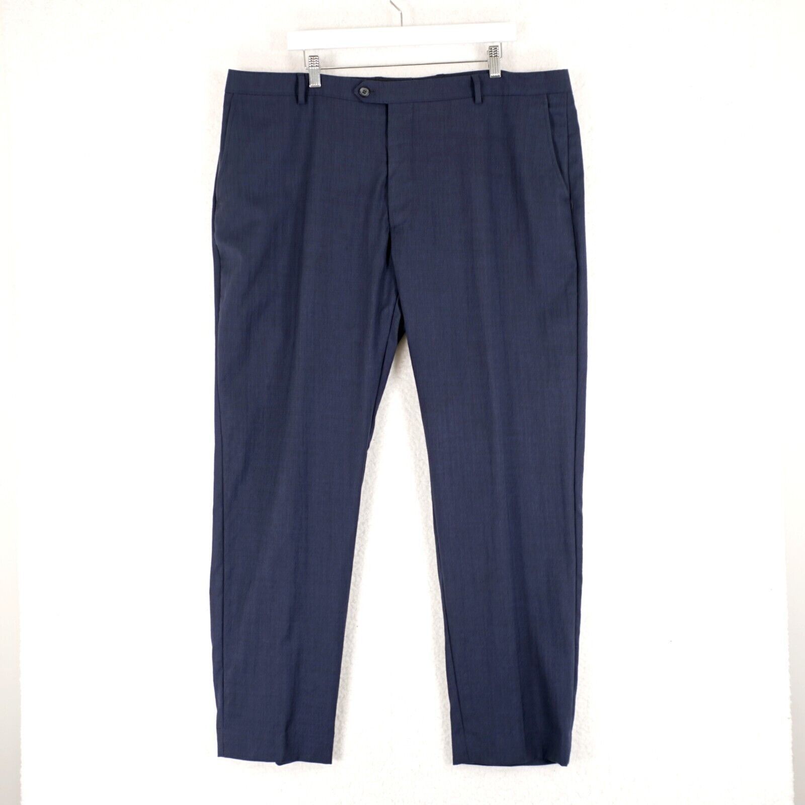 Pronto Uomo Pronto Uomo Platinum Wool Blue Sharkskin Flat Front Mid Rise Size 42R - 1 Thumbnail