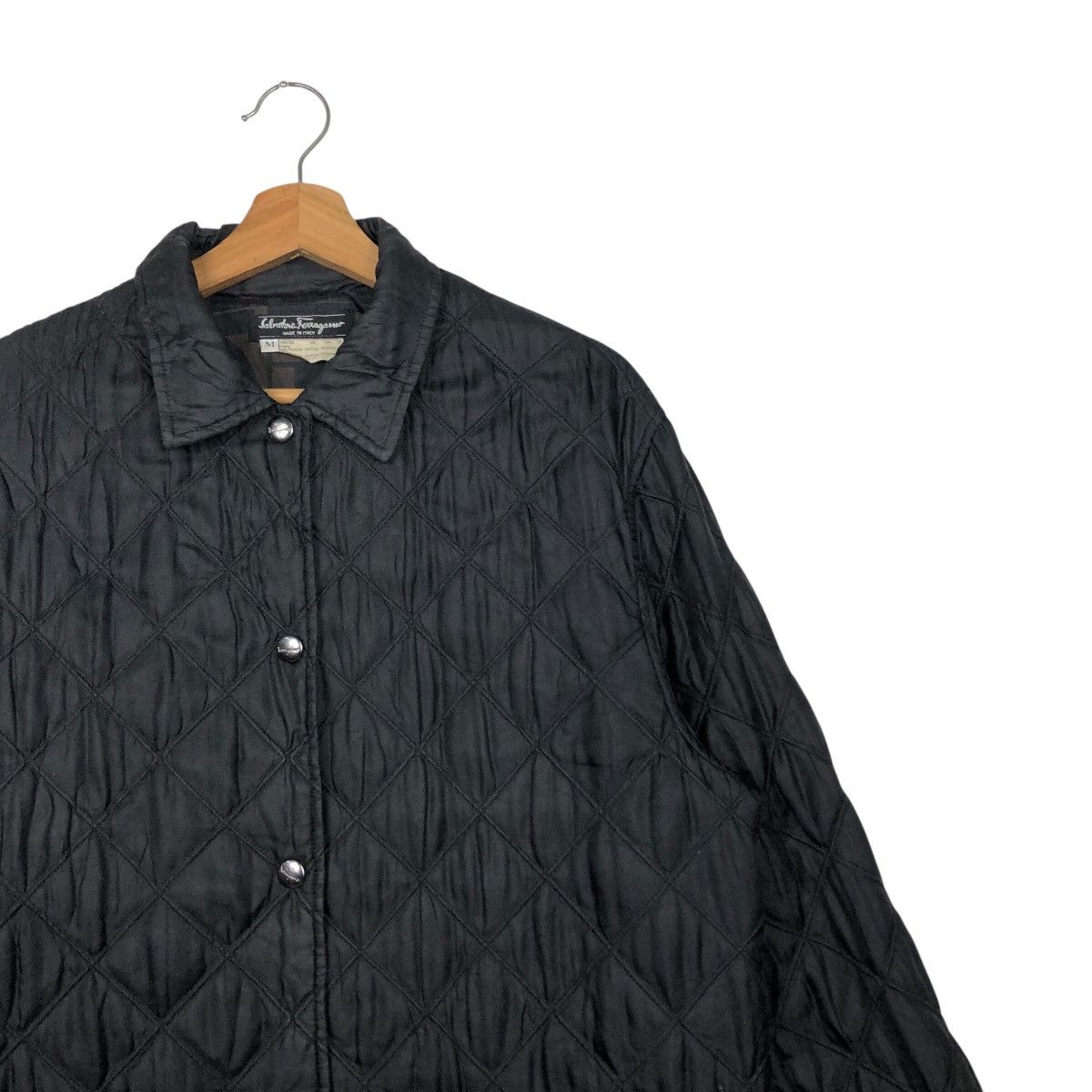 Vintage 📌Vintage Silk Jacket Button Quilted Salvatore Ferragamo Size US M / EU 48-50 / 2 - 7 Thumbnail