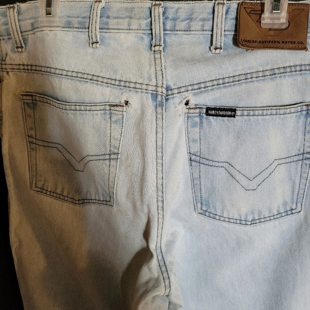 Harley Davidson Harley Davidson Mens, Light Blue Jeans. Vintage, Size 34/34 Size US 34 / EU 50 - 5 Thumbnail
