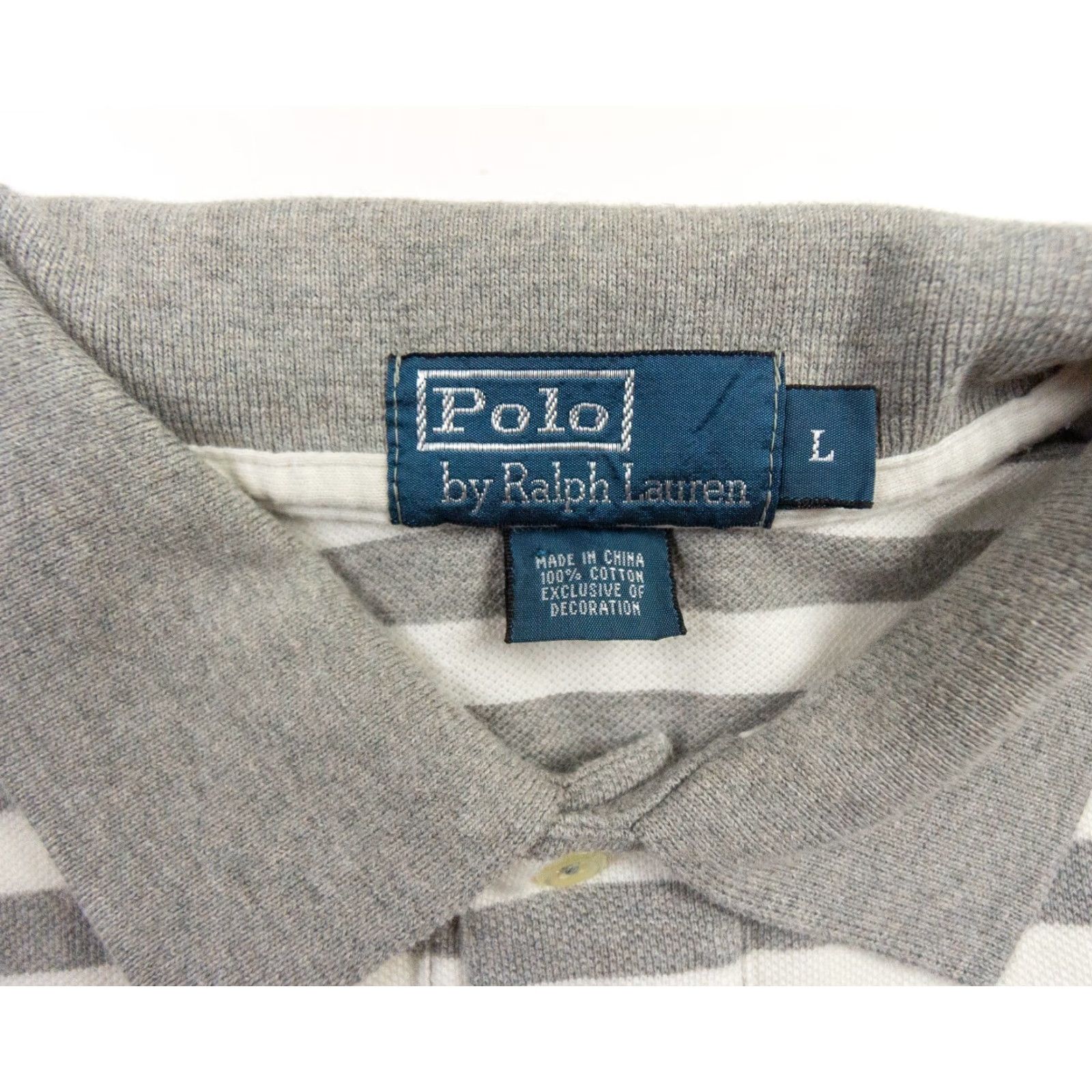 Polo Ralph Lauren Polo Ralph Lauren Men's Large Gray Striped Short Sleeve Polo Shirt Casual Preppy Size US L / EU 52-54 / 3 - 7 Thumbnail