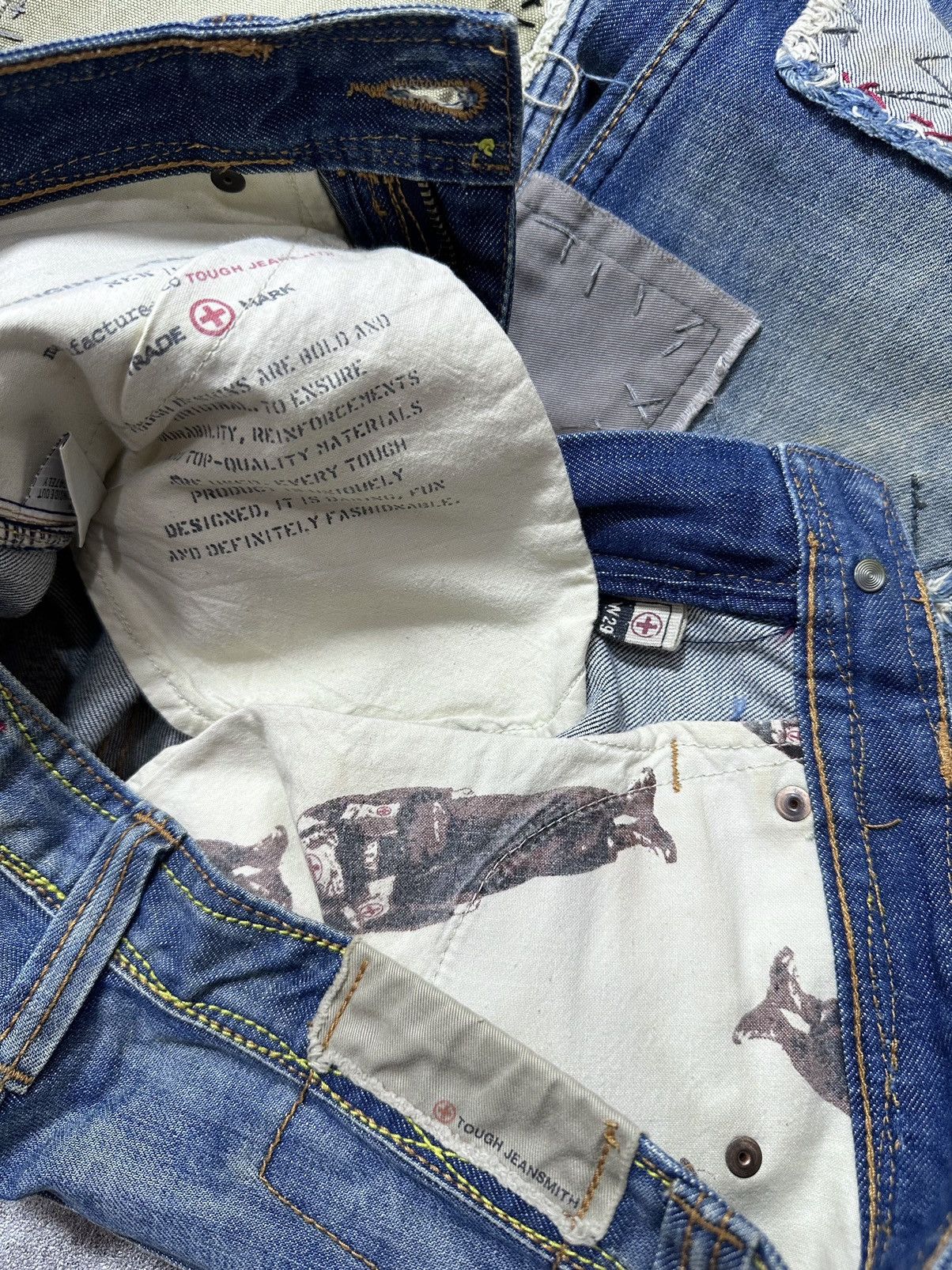 Japanese Brand Vintage Tough Jeans Washed Pacthwork Denim Size US 29 - 7 Thumbnail