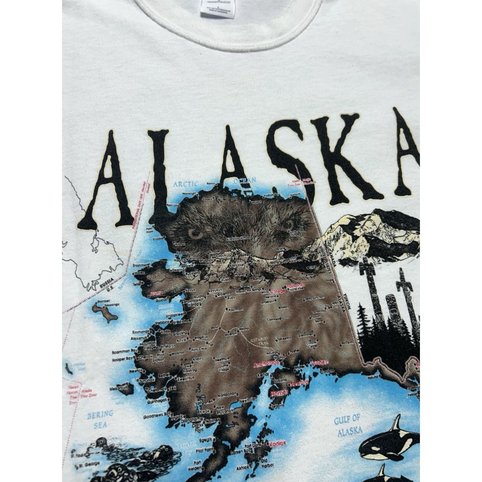 Vintage VINTAGE Animal T-Shirt Alaska the last frontier wolf whale nature animal Large White Mens Size US L / EU 52-54 / 3 - 3 Thumbnail