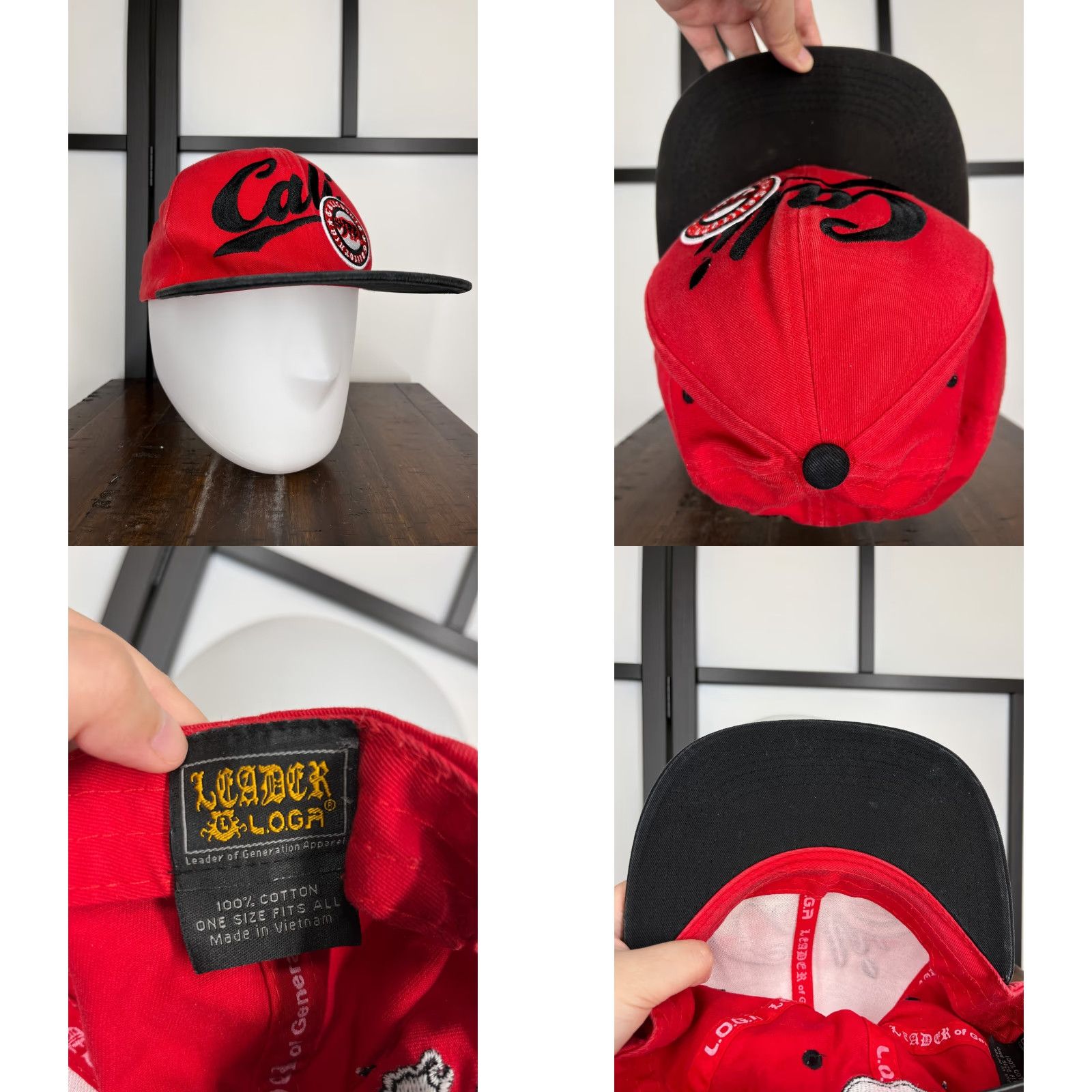 Vintage CALIFORNIA Hat Cap Snap Back Mens One Size Red Embroidered Bear Cotton Cali D - Leader Of Generation Apparel - Baseball Cap - Logo - Adjustable - Men Size ONE SIZE - 8 Thumbnail