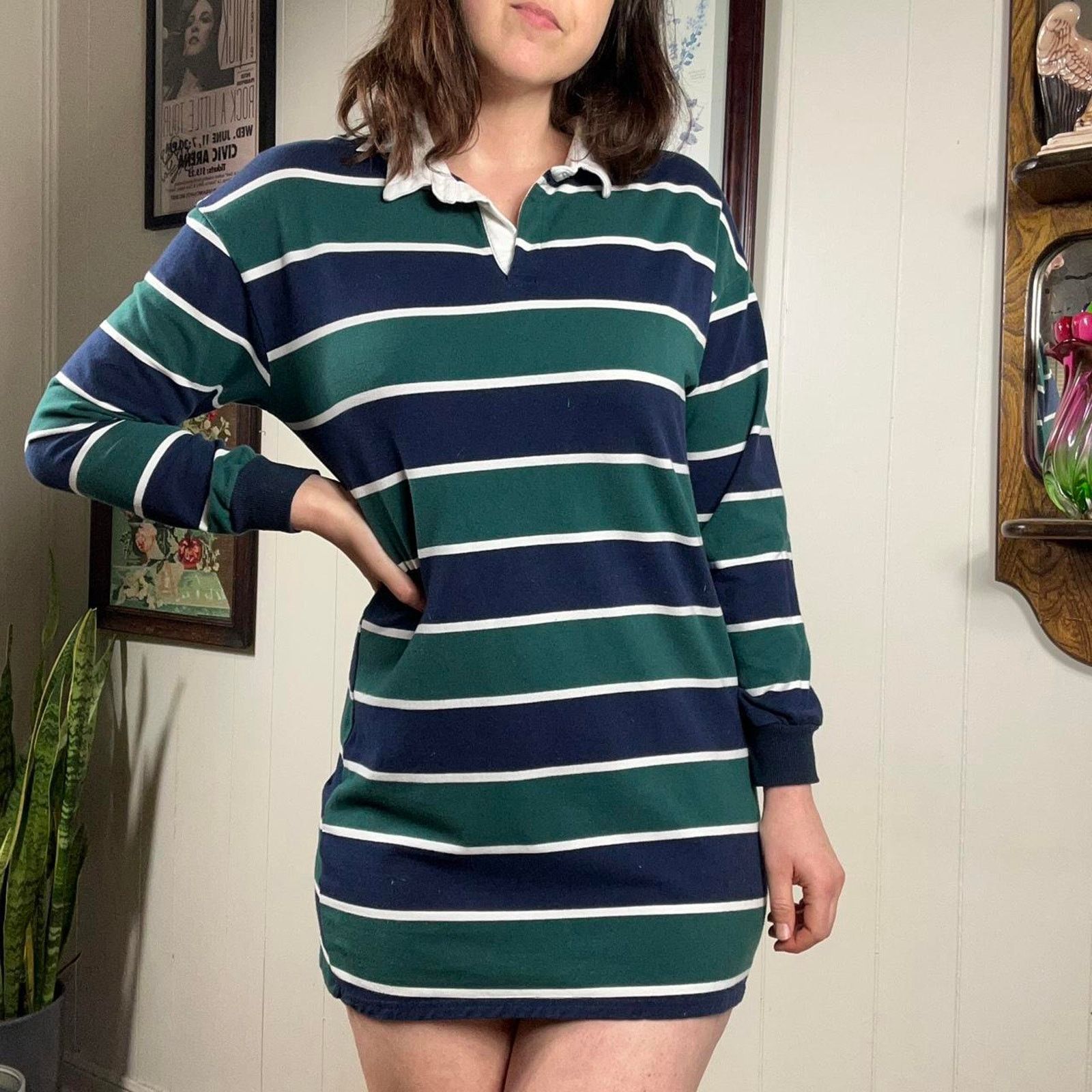 Vintage Y2k Womens M Striped Collared Polo Sweater Dress Size M / US 6-8 / IT 42-44 - 4 Thumbnail