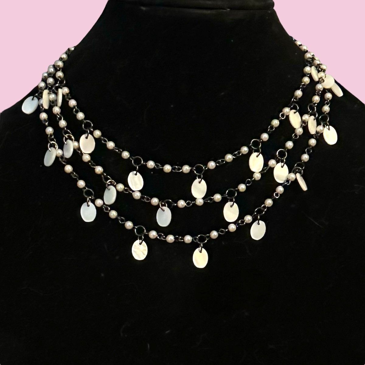 Other Multi strand layered pearl chain shell dangles necklace Size ONE SIZE - 1 Thumbnail
