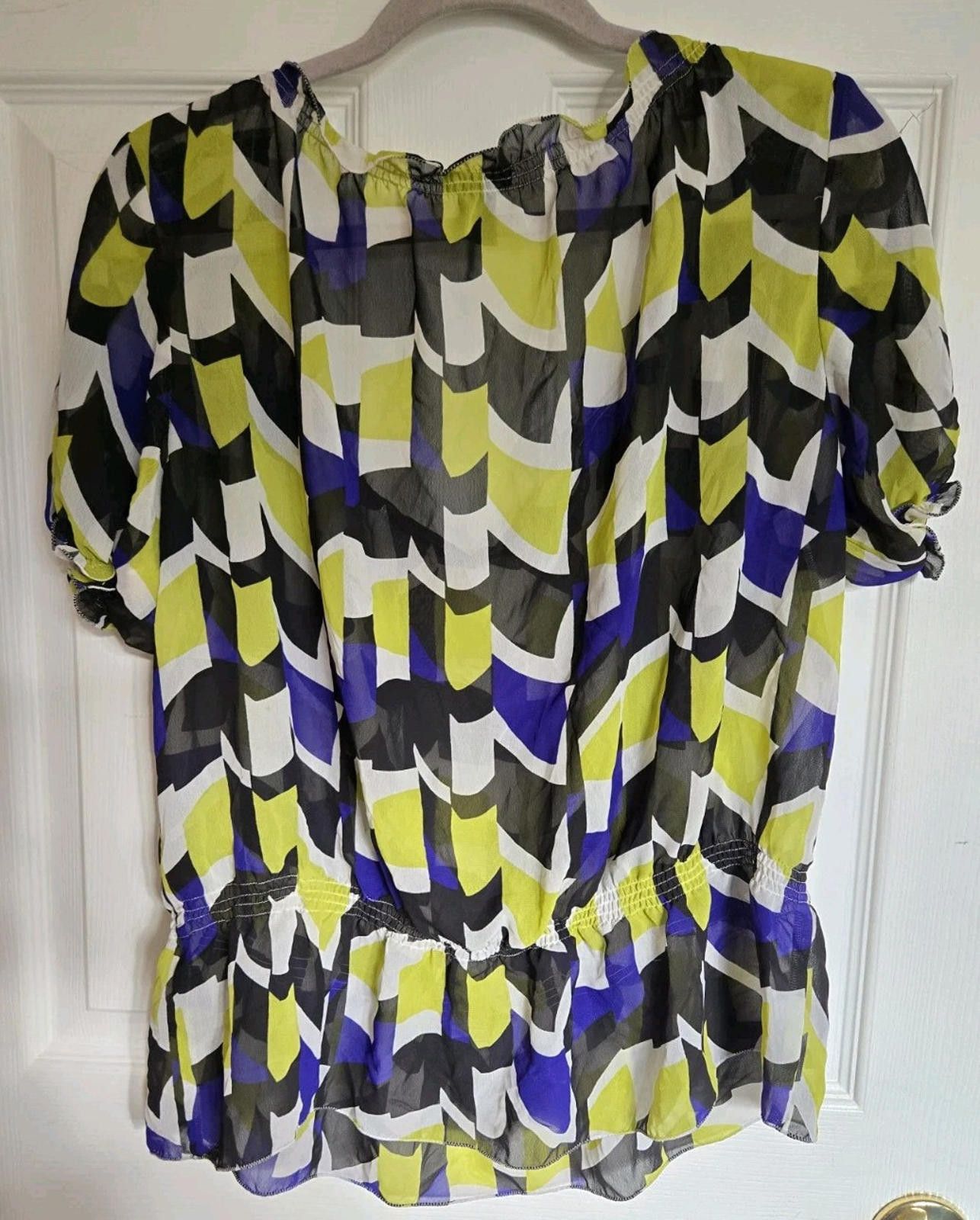 Other Kenneth Cole Reaction Blouse Top Womens 12 Sheer Geometrical Size XL / US 12-14 / IT 48-50 - 10 Thumbnail