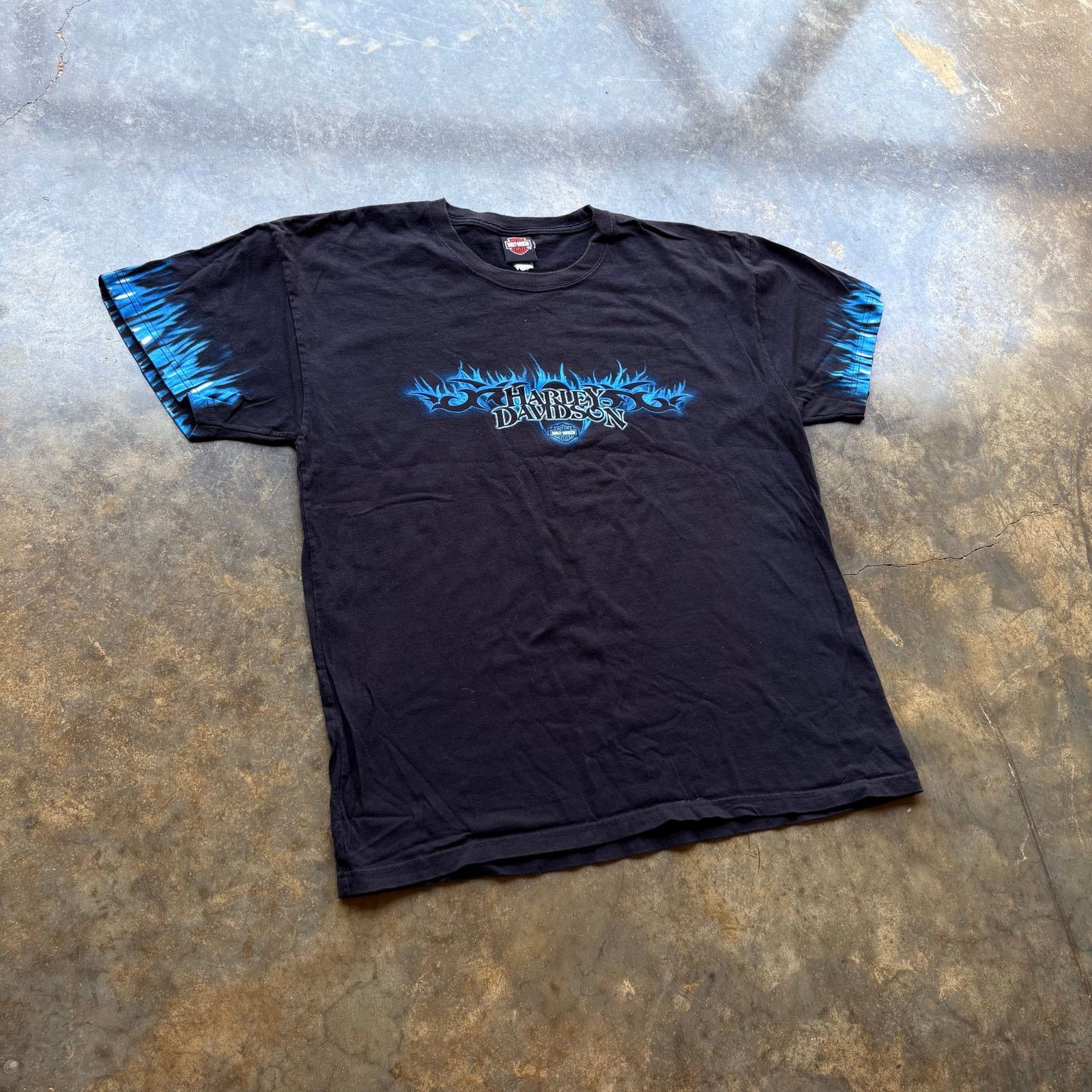 Harley Davidson Very Rare Vintage Harley Flame Sleeve T-shirt Size US XL / EU 56 / 4 - 2 Thumbnail