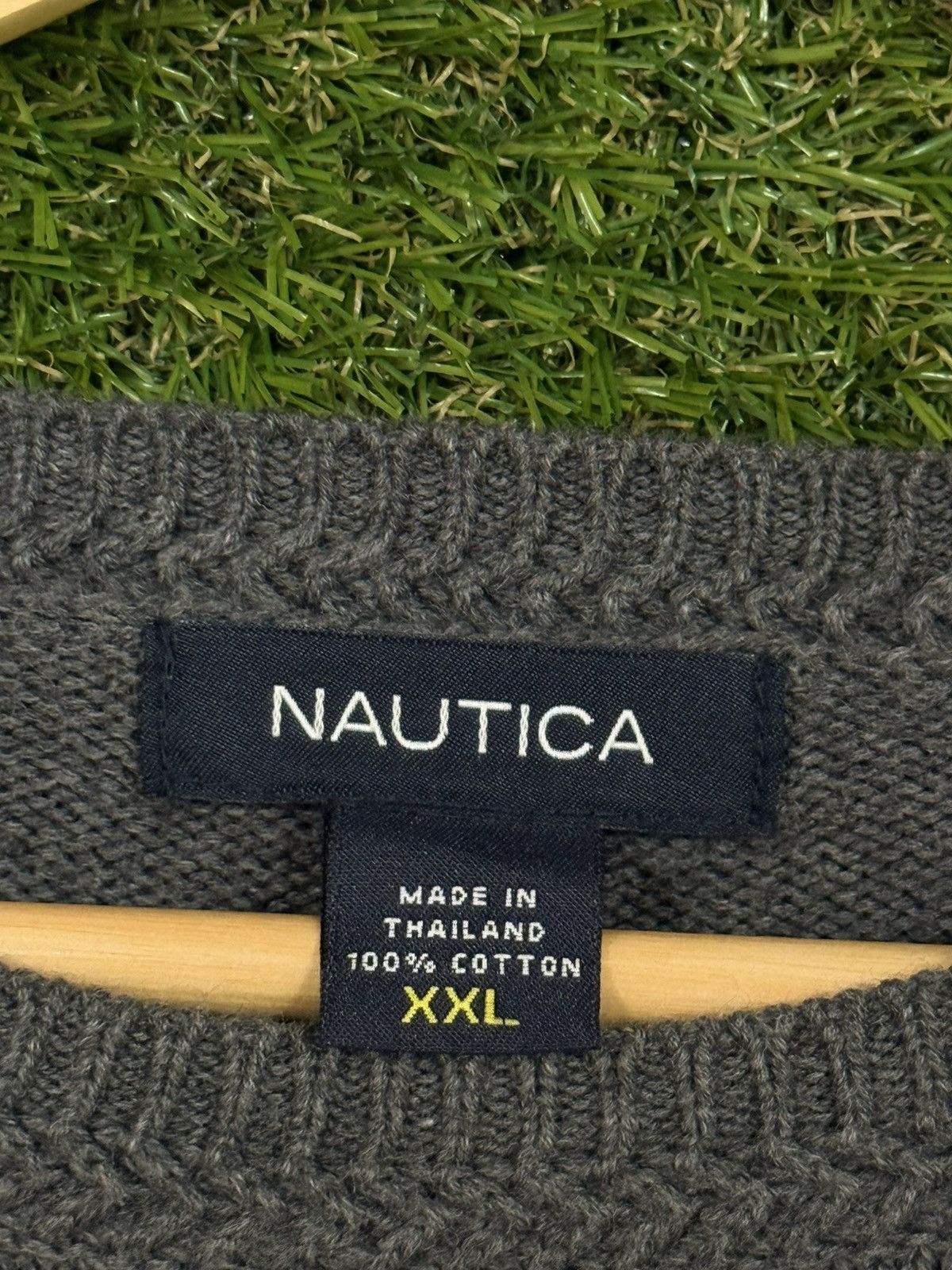 Nautica Vintage Nautica Grey Knit Grid Graph Logo Sweater XXL 2XL Size US XXL / EU 58 / 5 - 4 Thumbnail