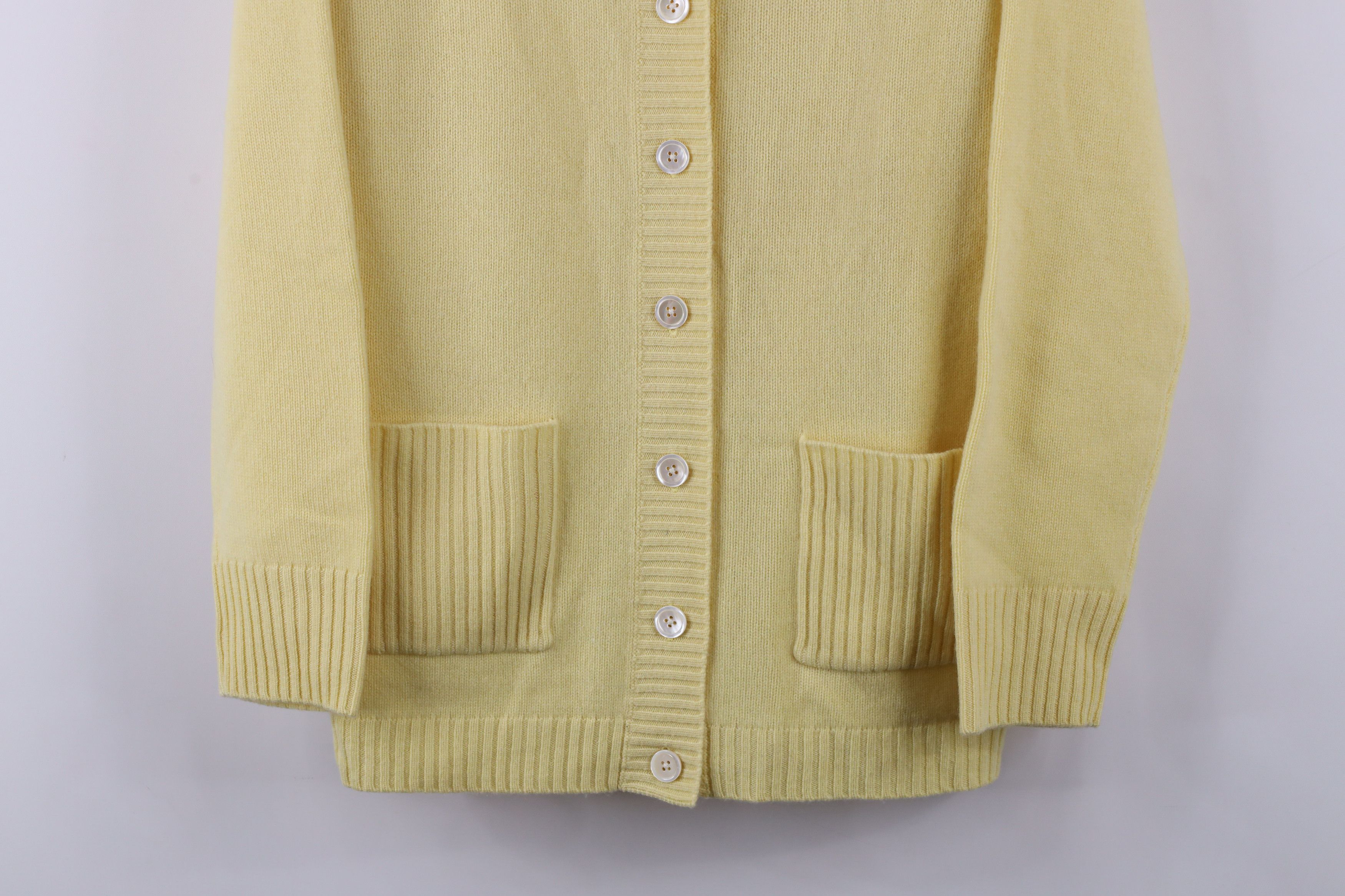 Orvis × Vintage Vintage Orvis Soft Cashmere Knit Cardigan Sweater Yellow Size S / US 4 / IT 40 - 3 Thumbnail