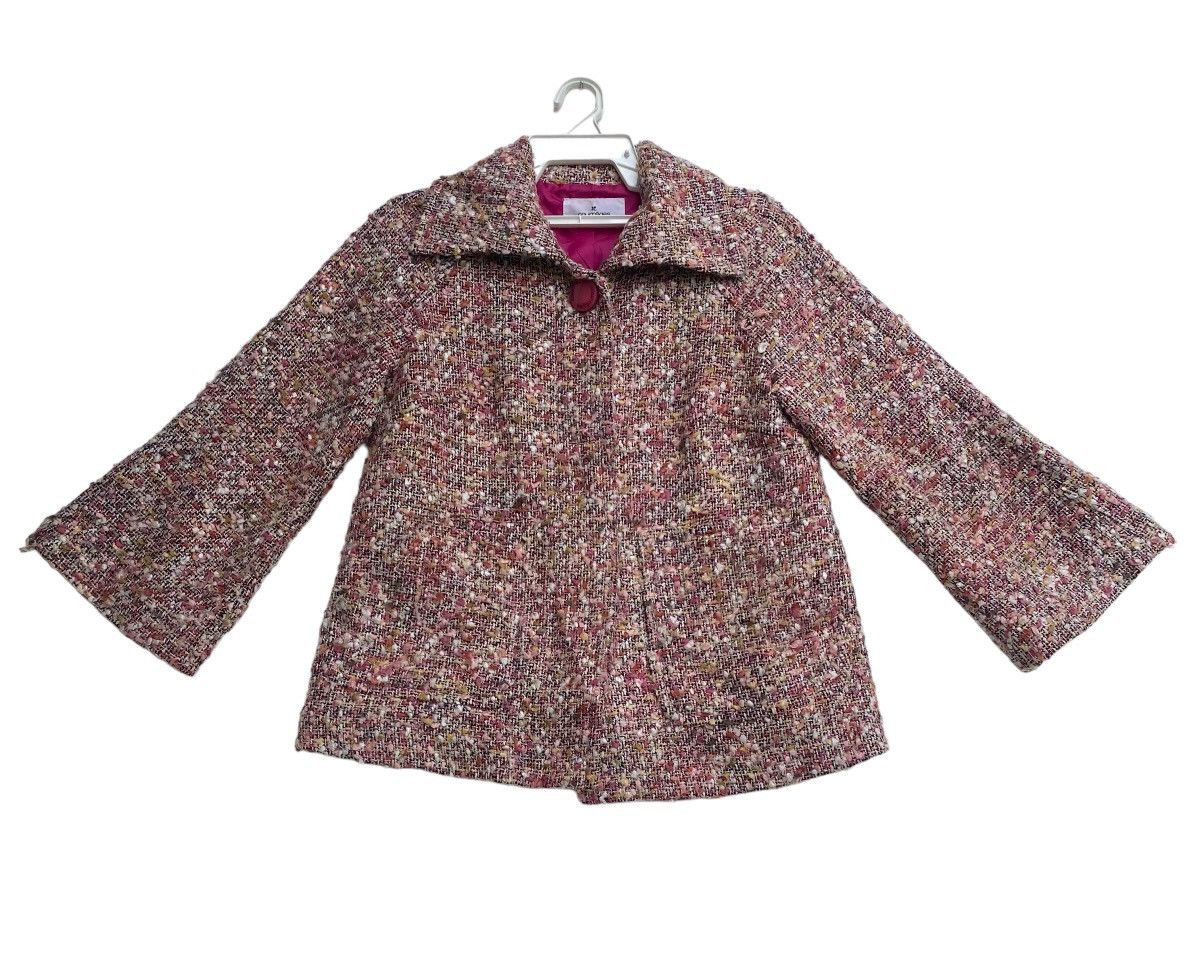 image of VTG 90's Courreges Tweed Coat Jacket Button Up in Pink, Women's (Size XS)