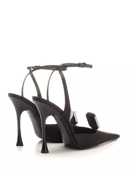 Saint Laurent Paris o1bcso1str0426 Doville Satin Slingback in Black Size US 9 / IT 39 - 3 Thumbnail