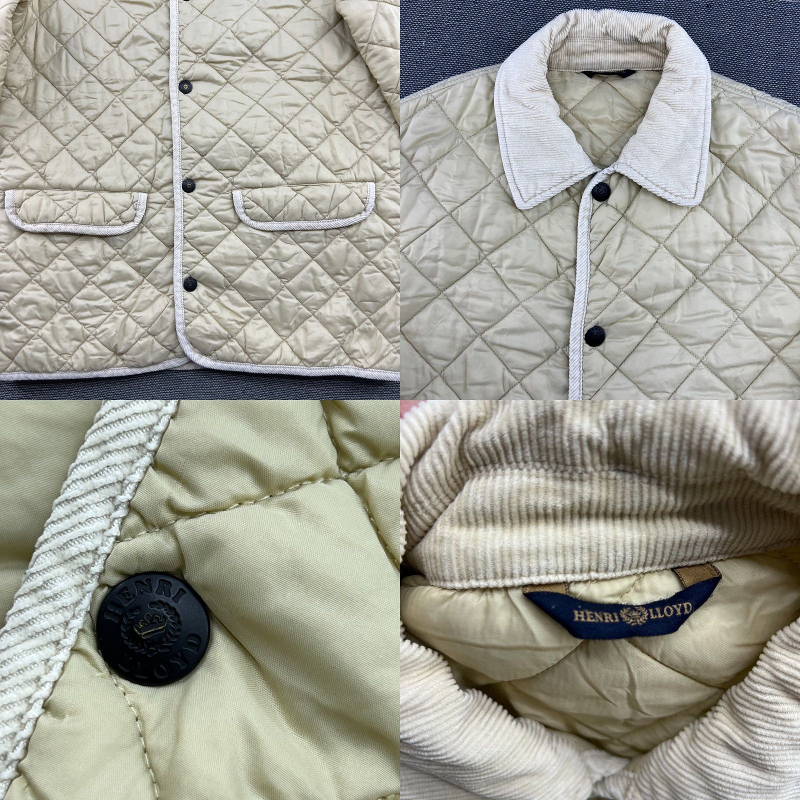 Henri Lloyd Vintage Henri Lloyd Beige Jacket Mens Medium Quilted Corduroy Trim Jacket Size US M / EU 48-50 / 2 - 8 Thumbnail
