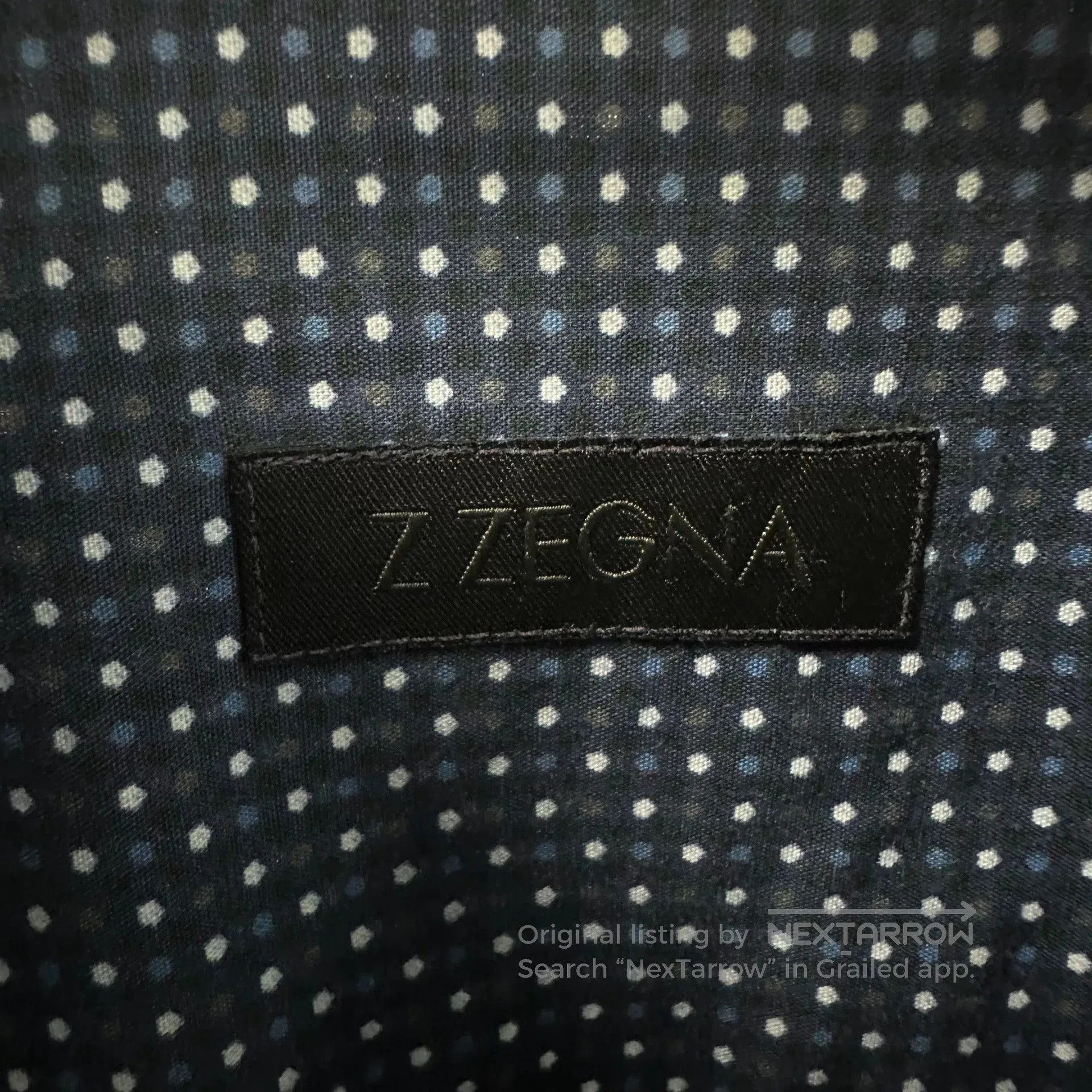 Z Zegna Z Zegna Dark Blue Polka Dot Long Sleeve Shirt. Size US M / EU 48-50 / 2 - 3 Thumbnail