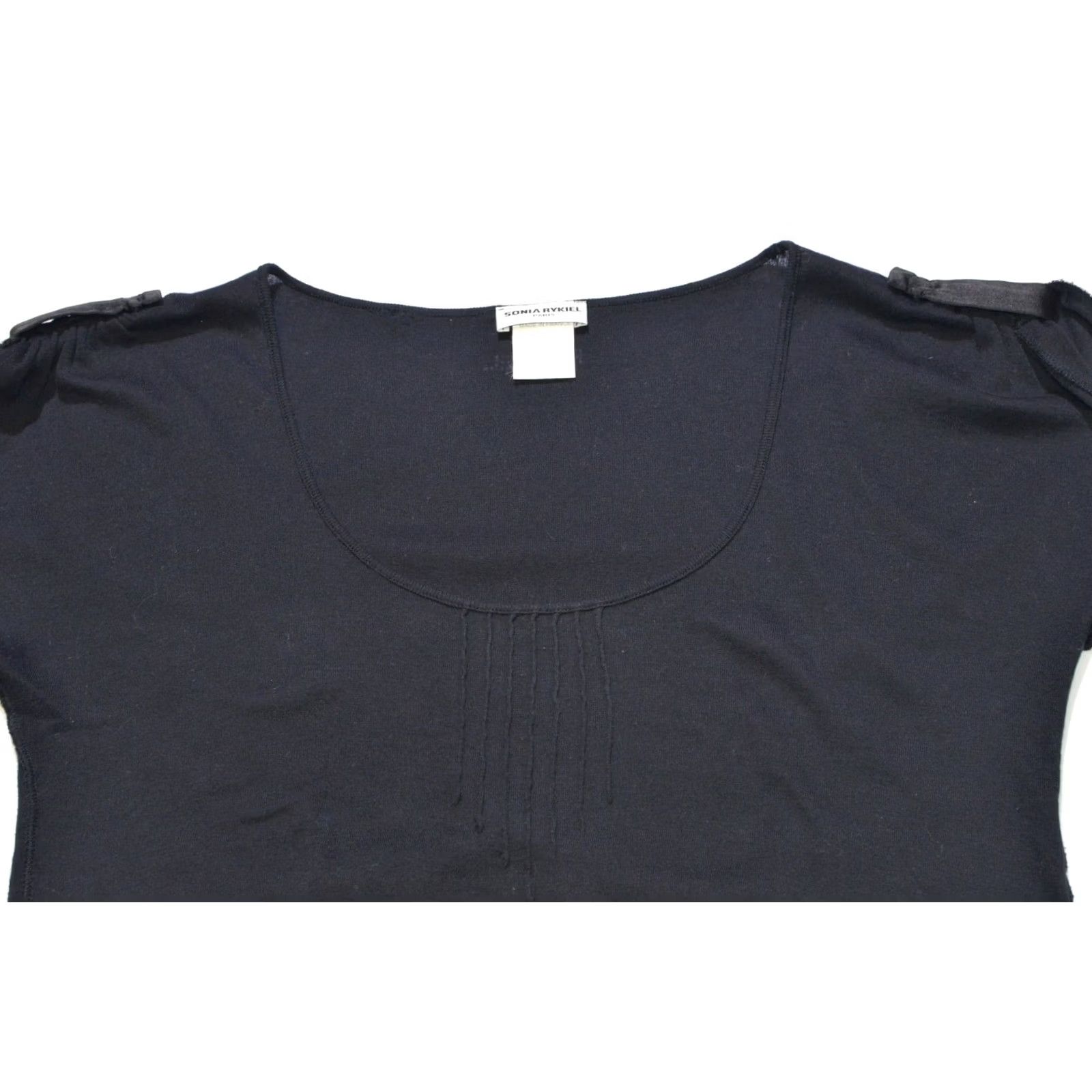 Vintage Wmns Sonia Rykiel Paris Designer Cotton Shirt Top Glitter Back Logo Size M Ladies Shirt Black ≈ Mens? Size M / US 6-8 / IT 42-44 - 2 Thumbnail