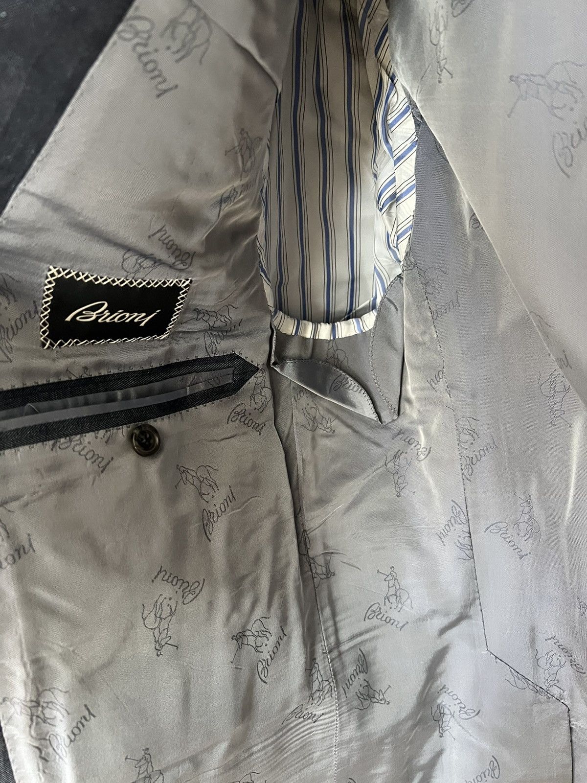 Barneys New York × Brioni Brioni Size 42R US / 52R IT Navy Pinstripe Linen Wool Blazer Size 42R - 6 Thumbnail