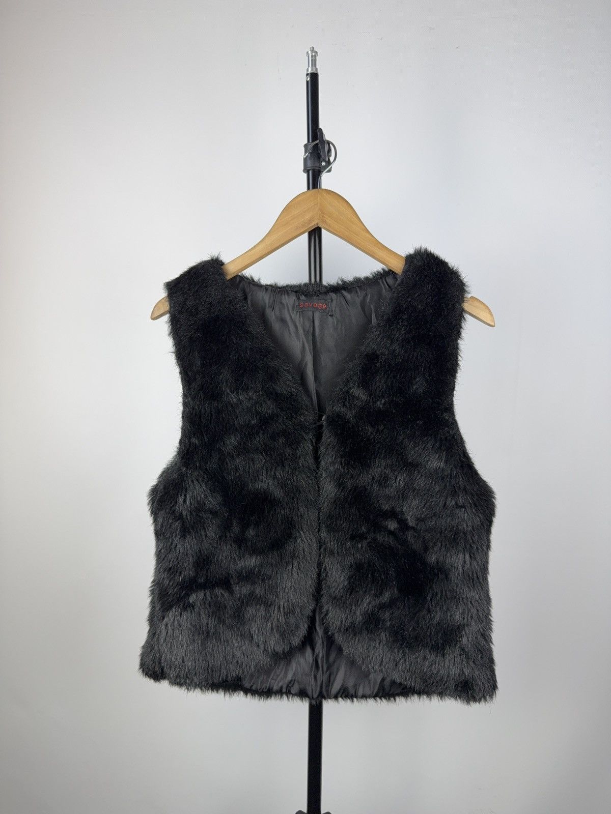 Vintage 90s Faux Fur Vest Japanese style Black Italy