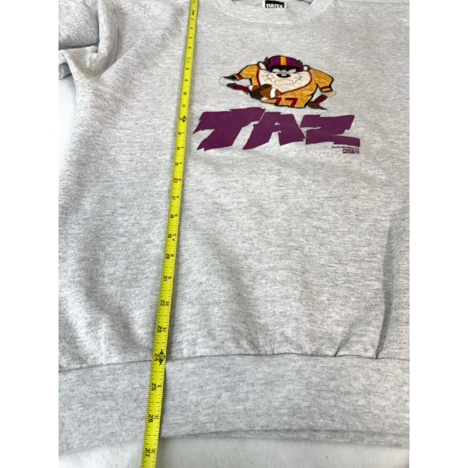 Tultex VINTAGE 90s Taz Football Looney Tunes Sweatshirt Tultex XL Gray Mens Size XL / US 12-14 / IT 48-50 - 2 Thumbnail