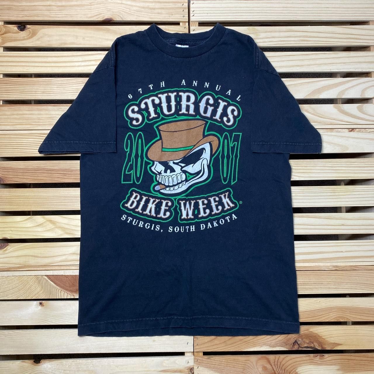 AAA Vintage Sturgis Motorcycle Rally Black Biker Tee Size Medium Size US M / EU 48-50 / 2 - 2 Thumbnail