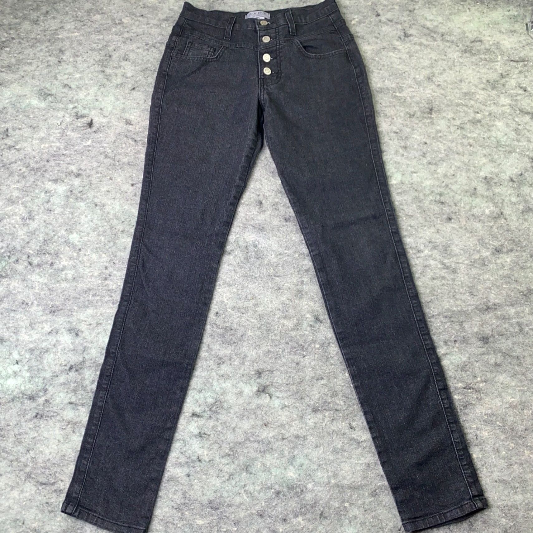 Vintage Judy Blue Jeans Womens Size 3/26 Grey Skinny Mid-Rise Exposed Button Fly Size 26" / US 2 / IT 38 - 6 Thumbnail