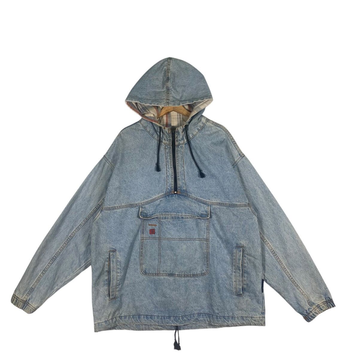 Gotcha × Vintage Vintage 90s Gotcha Denim Anorak Hoodie Half Zip Sweatshirt Size US L / EU 52-54 / 3 - 1 Thumbnail