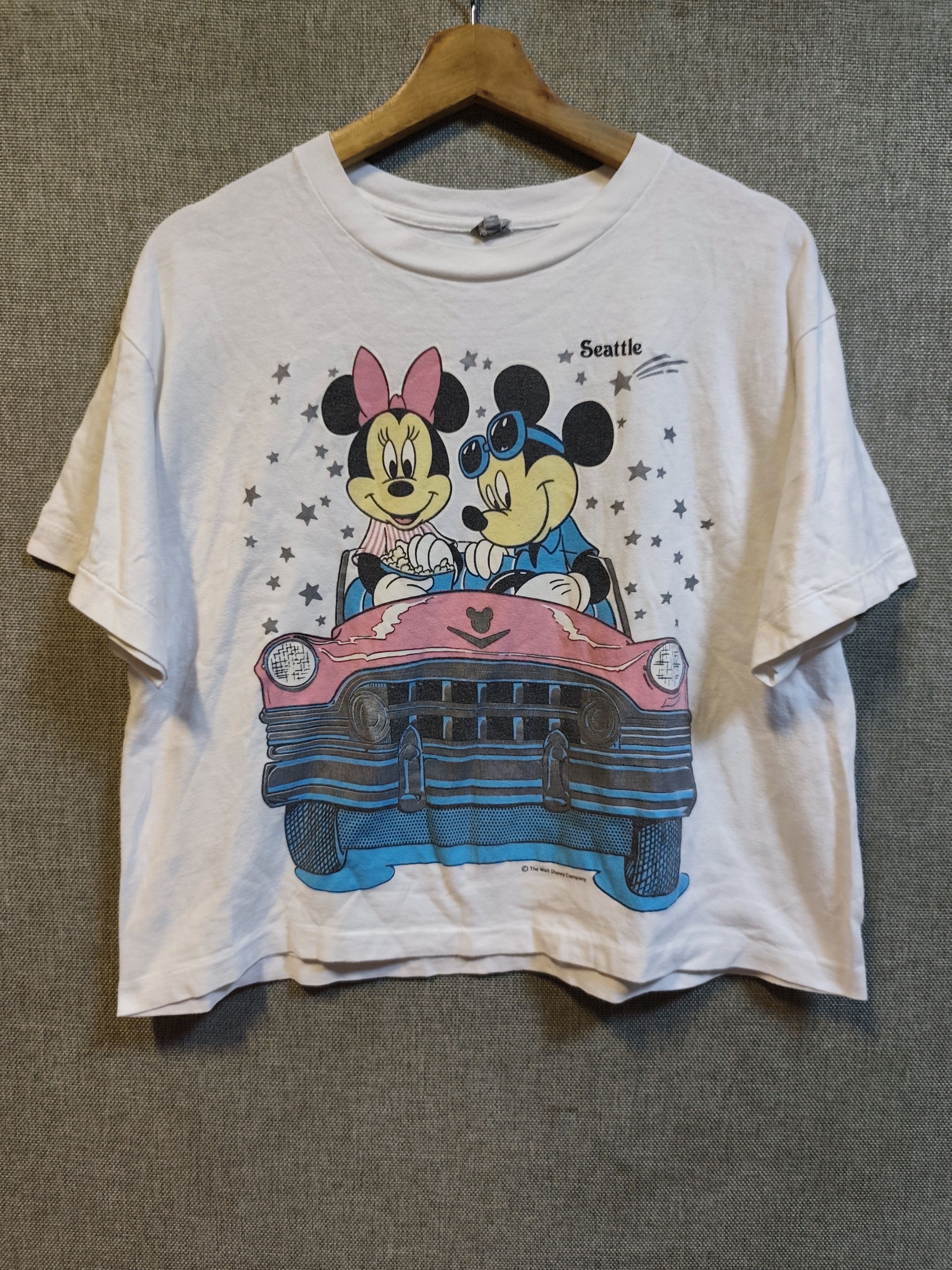 Disney Vintage 90s Mickey Minnie Pink Cadillac Crop Top Size US L / EU 52-54 / 3 - 1 Thumbnail