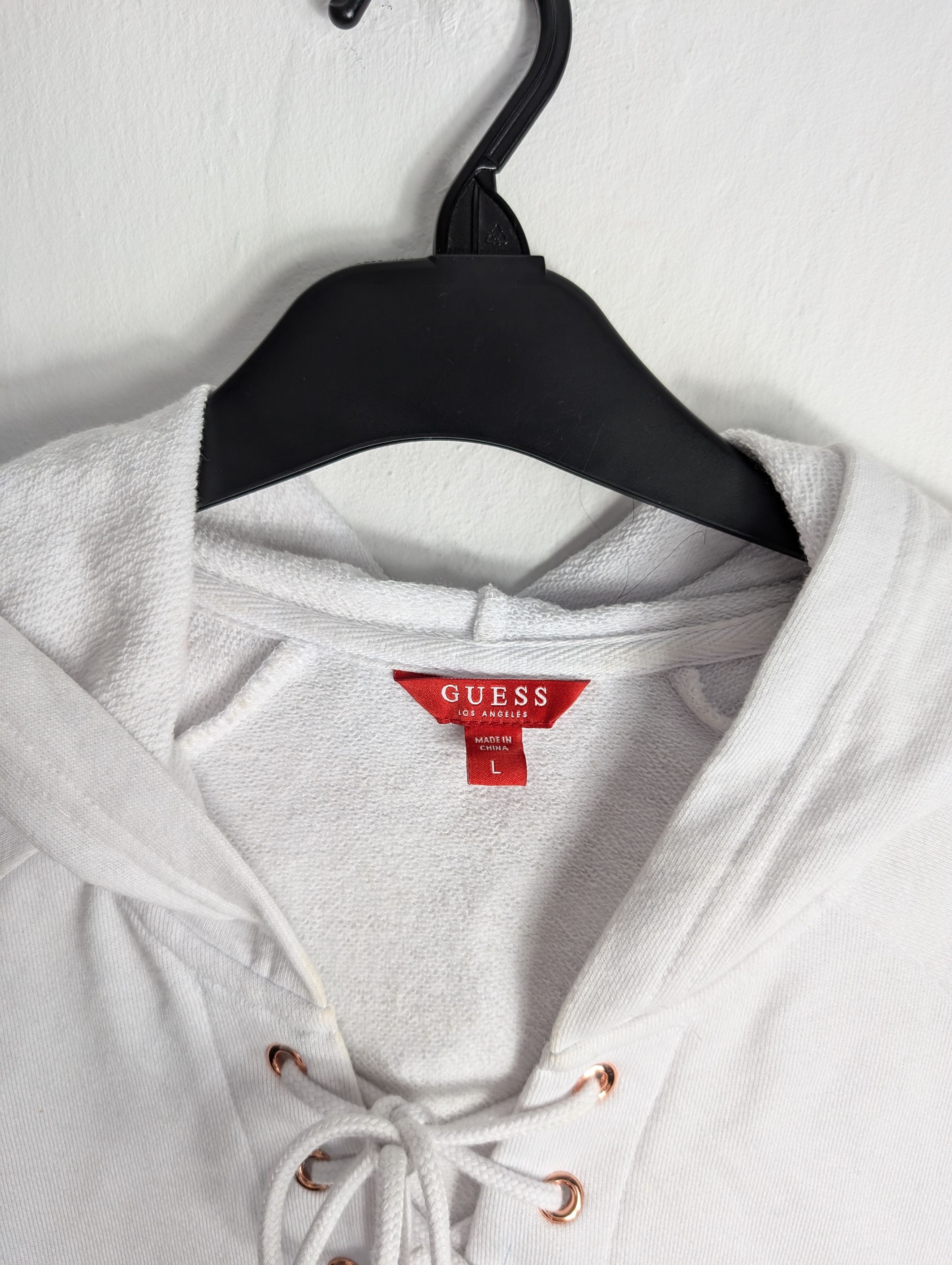 Guess White Guess Crop Hoodie Size L / US 10 / IT 46 - 4 Thumbnail