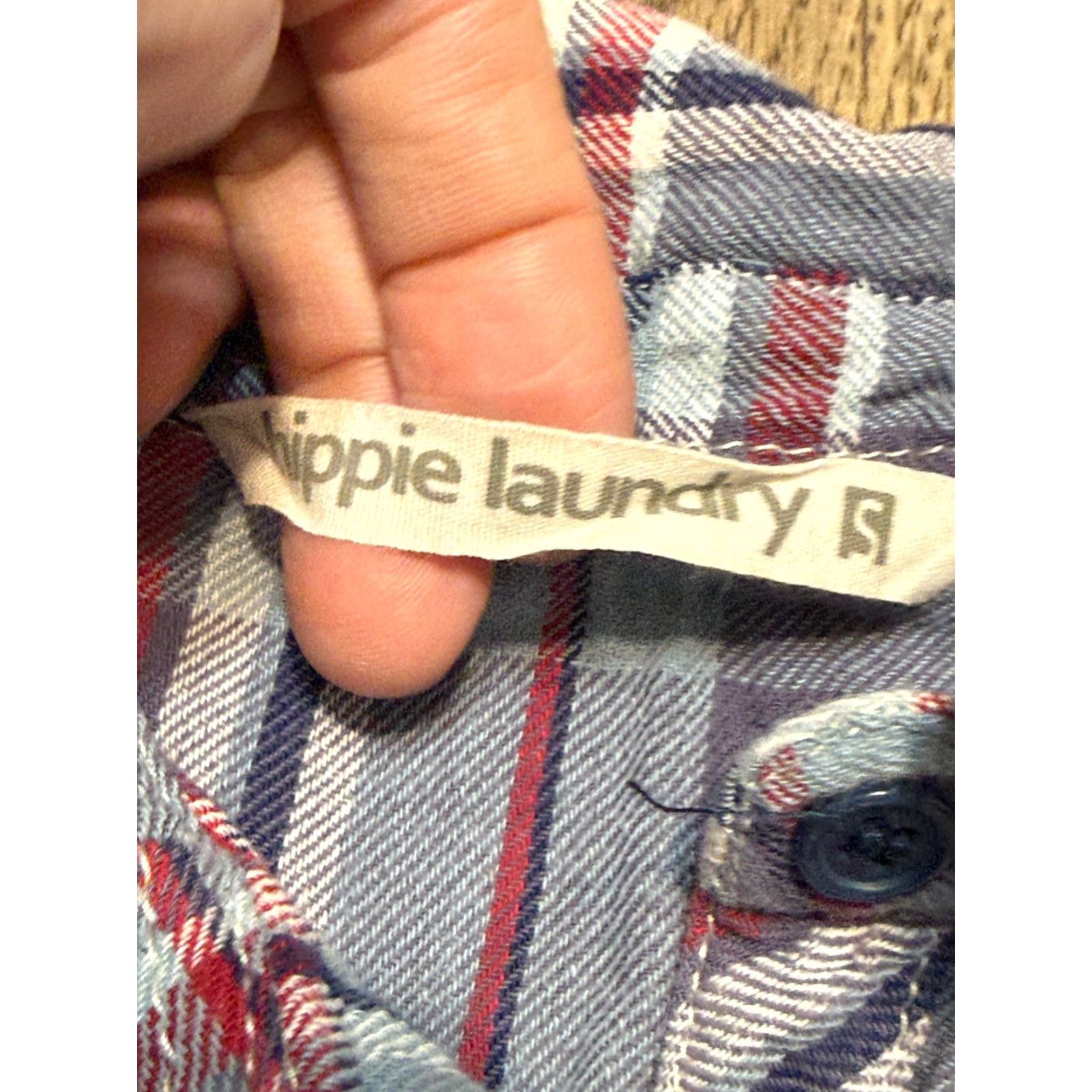 Vintage Hippie Laundry Shirt Women's Small Blue Red Purple White Plaid Button Up Size S / US 4 / IT 40 - 5 Thumbnail
