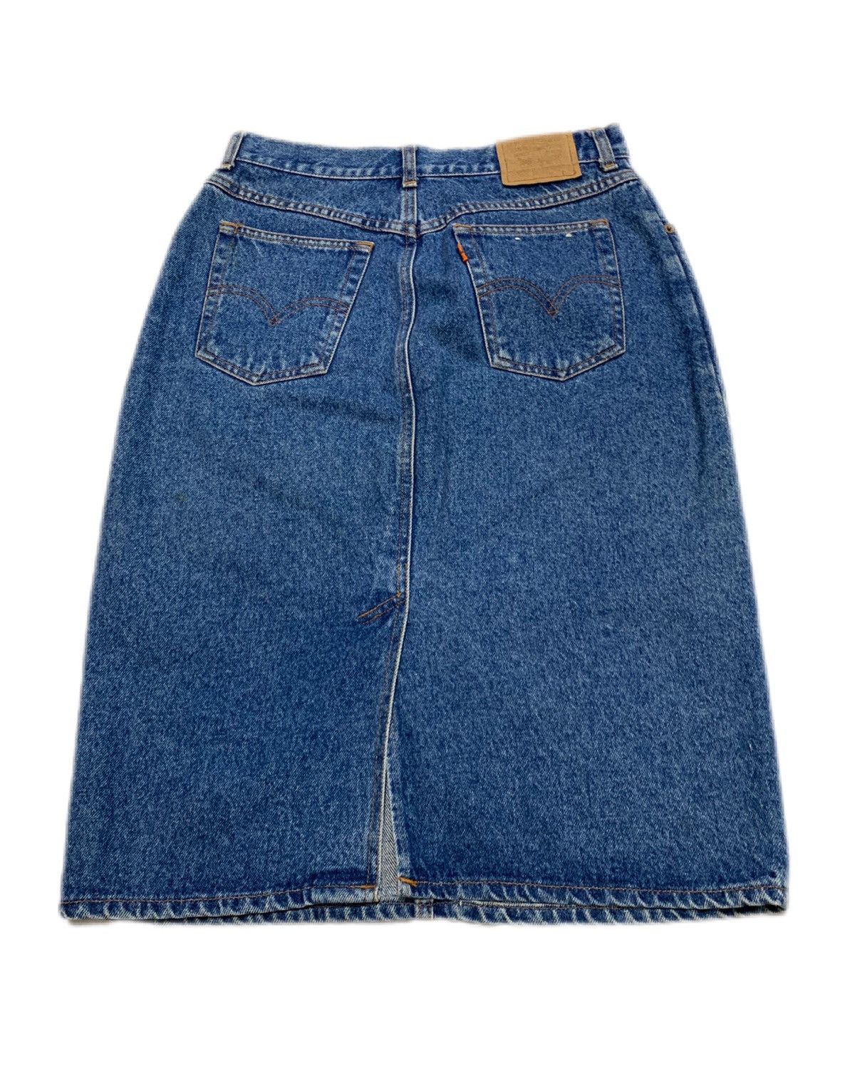 Levi's Vintage Clothing 90s Vintage Rare Levi Leather tag Orange tab denim mid skirt Size 28" / US 6 / IT 42 - 2 Thumbnail