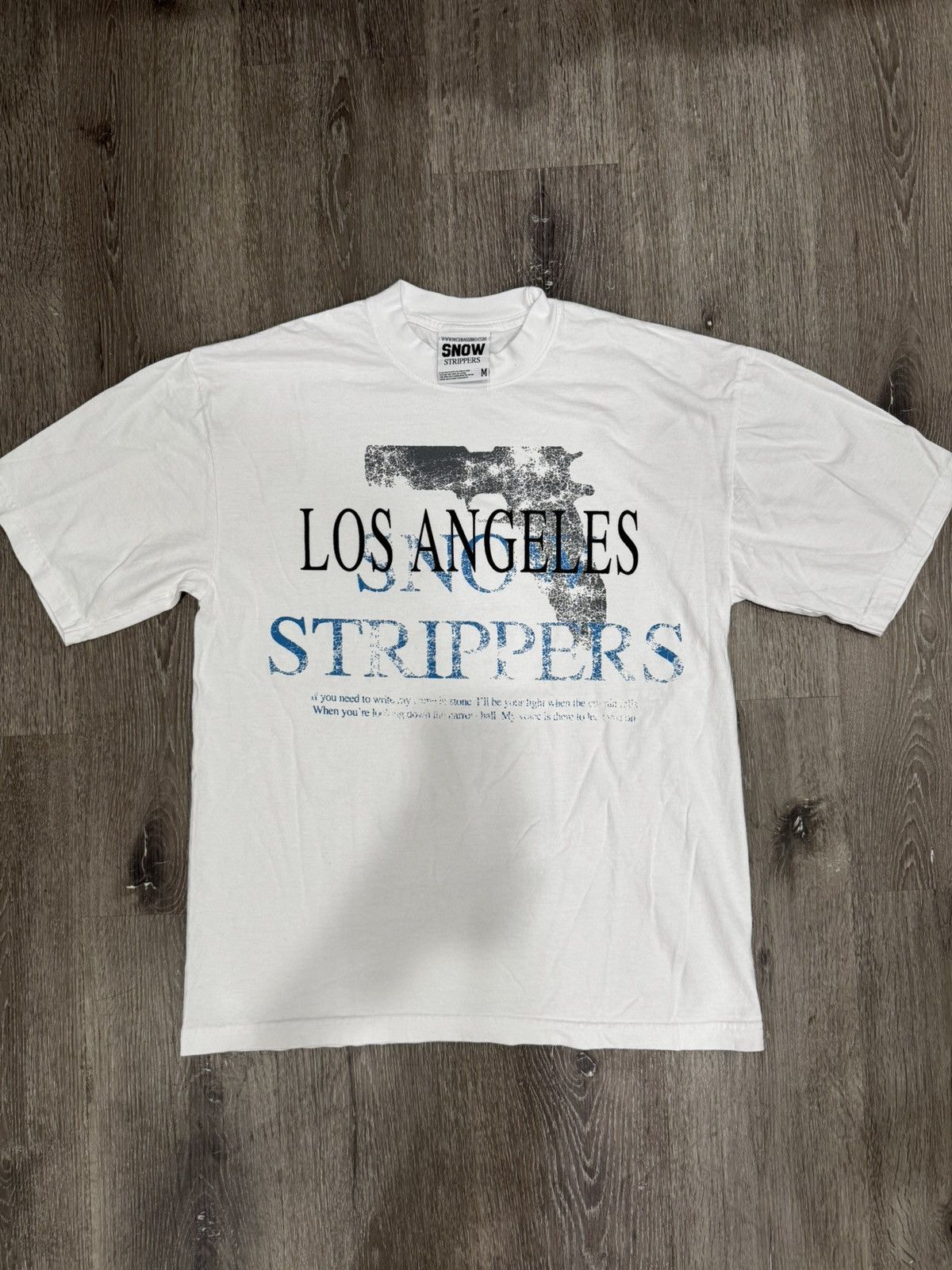 Snow Strippers Los Angeles White Gun T-Shirt Size M