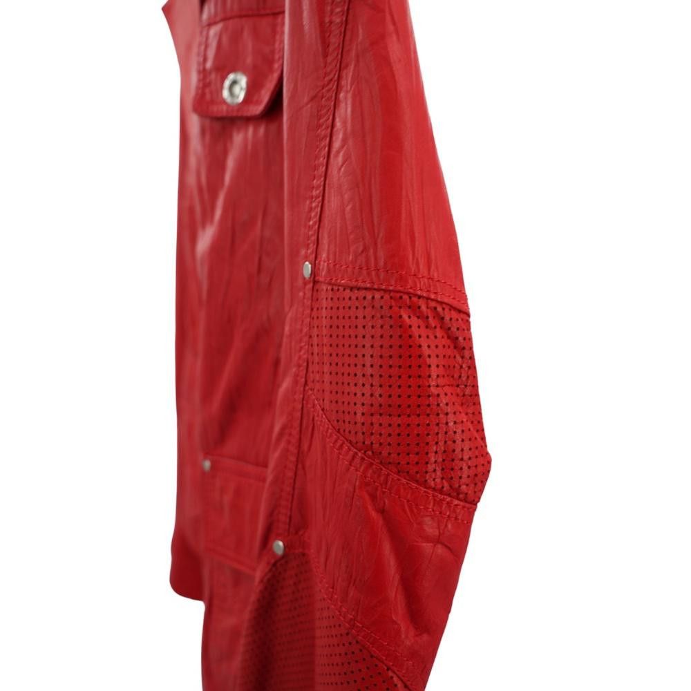Designer Vintage Derri Designs Red Leather Moto Jacket Size S Size S / US 4 / IT 40 - 5 Thumbnail