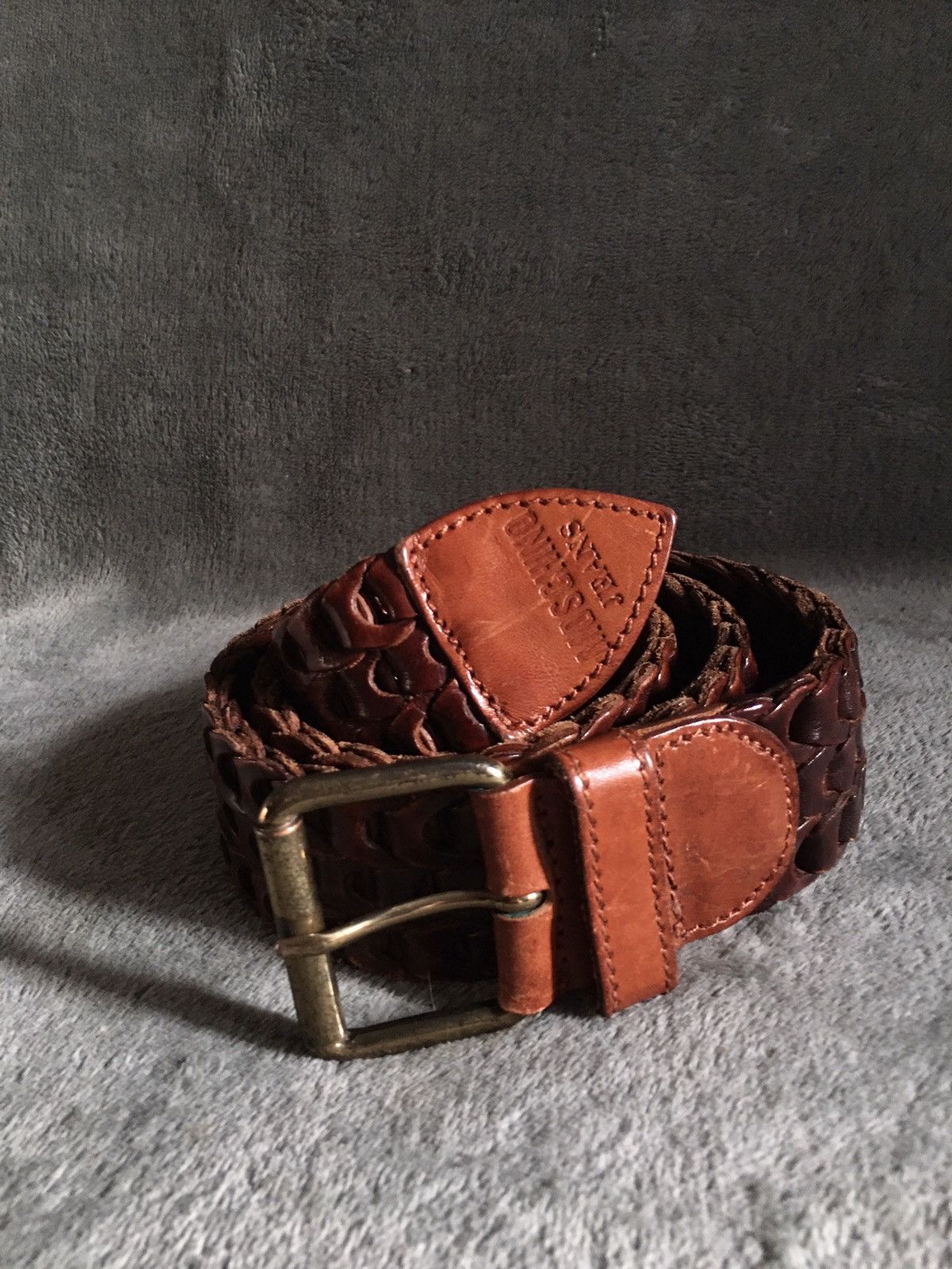 Moschino × Vintage MOSCHINO Jeans Vintage Brown Beaded Leather Italy Belt 80 Size 34 - 2 Thumbnail