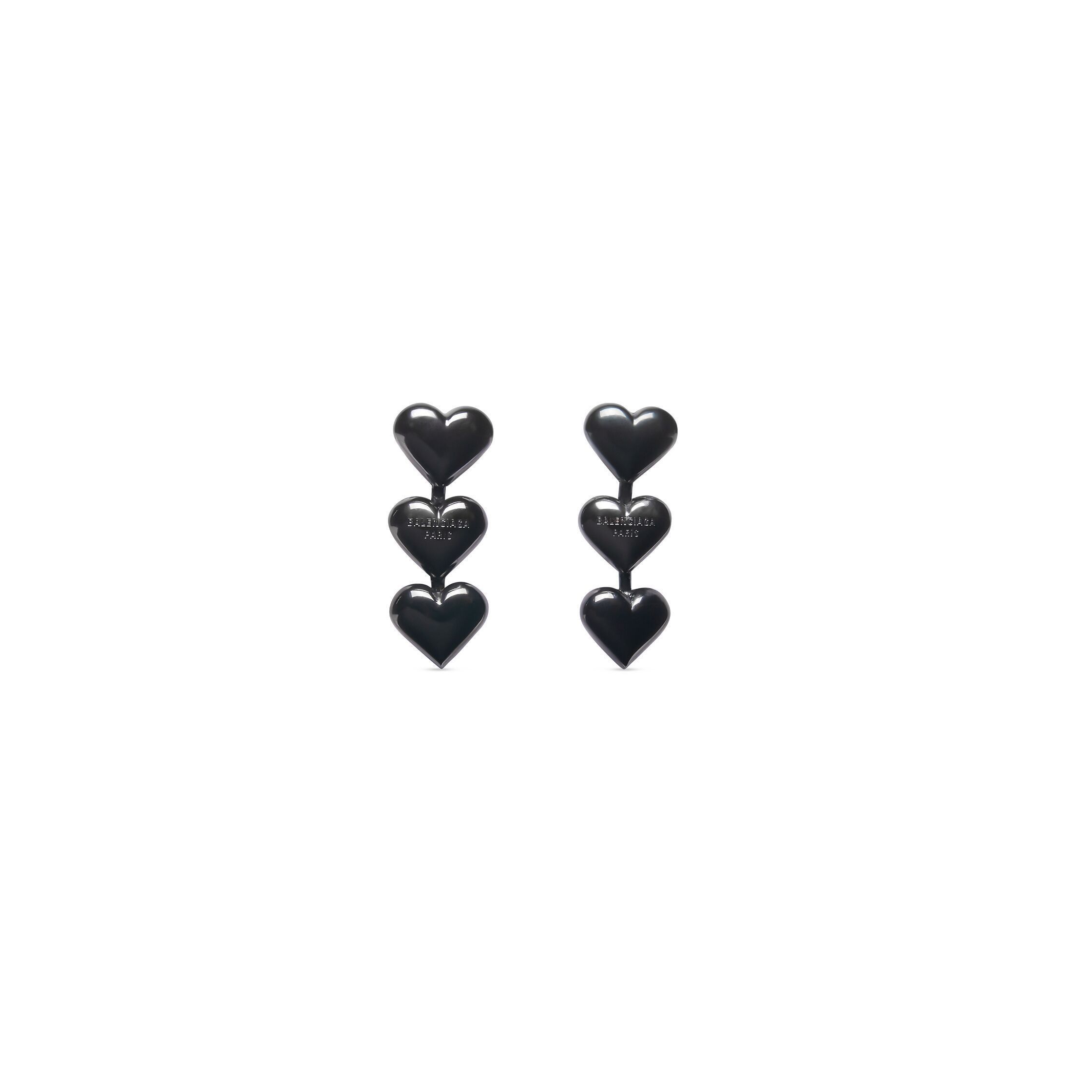 Balenciaga o1mt1gz1224 Size: OS / Heart Earrings in Metallic Black Size ONE SIZE - 1 Thumbnail