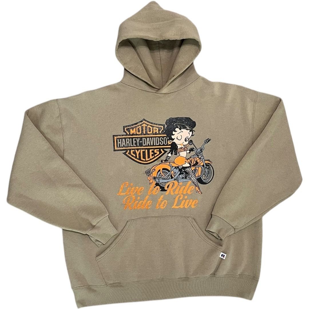 1990's \"Harley Davidson×Betty\" ブート スウェット Cartoon Network × Fruit Of The Loom × Vintage Betty's Boop x