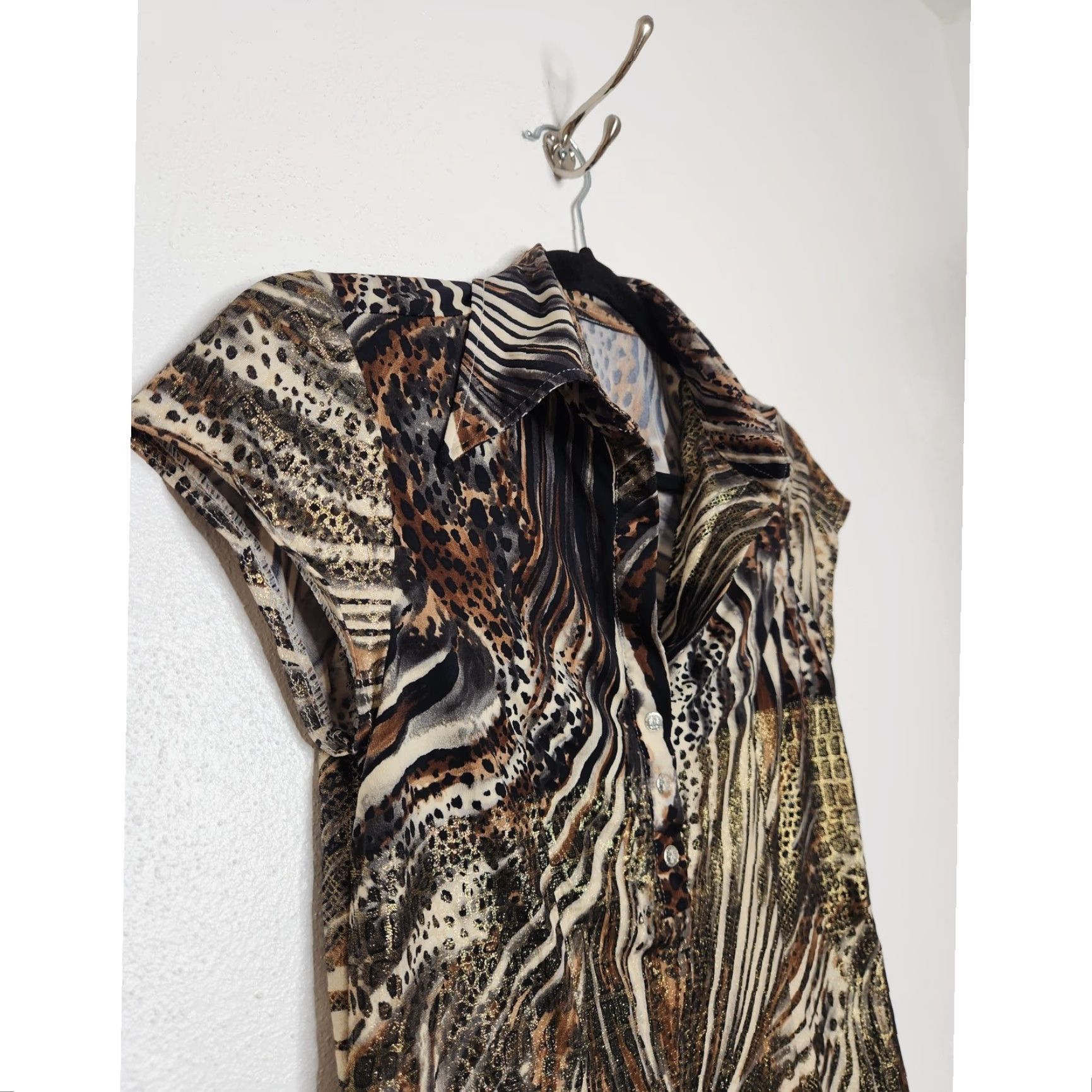 Vintage VINTAGE Animal Print Glitter Sparkle Going Out Summer Shirt Zebra Cheetah Size S / US 4 / IT 40 - 3 Thumbnail