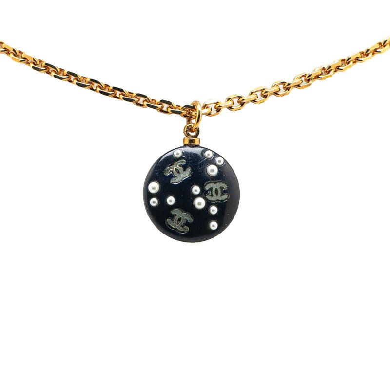 Chanel Chanel Gold-Plated Plastic Coco Mark Round Necklace 03P