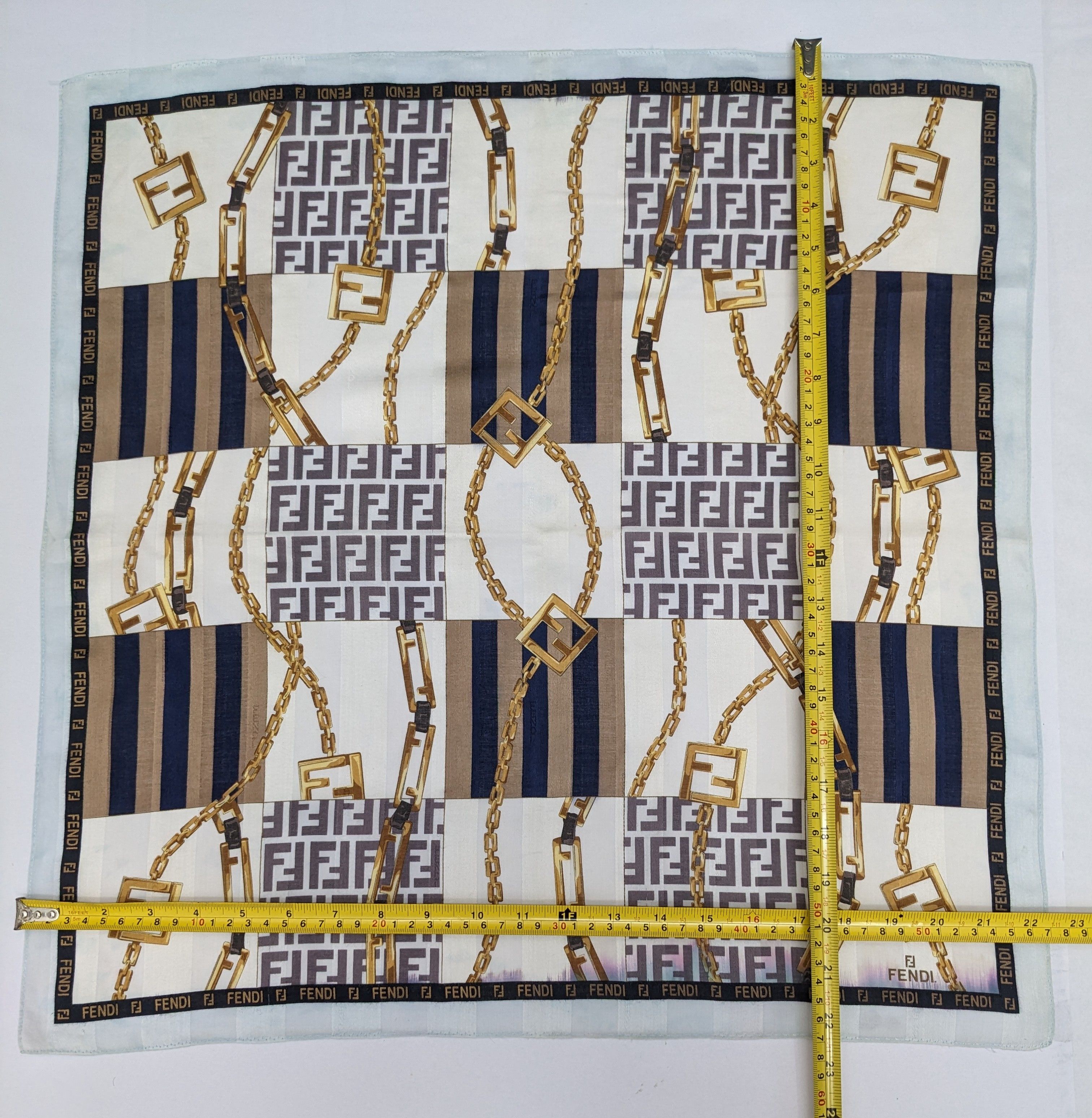 Fendi Vintage Fendi Handkerchief Silk Zucca FF Monogram Gold Chain Size ONE SIZE - 4 Thumbnail