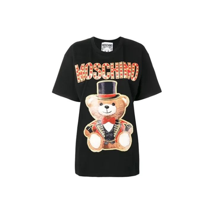 Moschino Moschino Black Teddy Bear Graphic T-Shirt 0079 Size L / US 10 / IT 46 - 1 Thumbnail