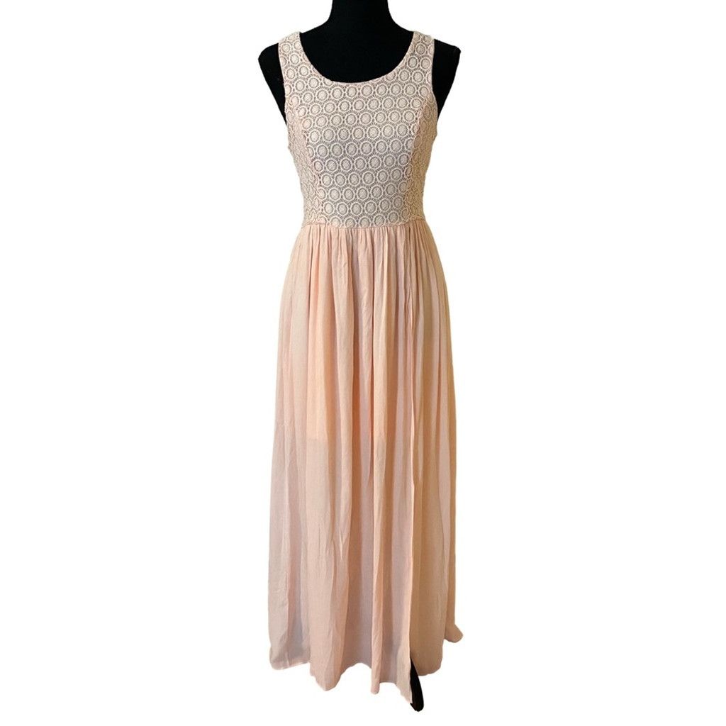 Other Altar'd State sz M Lace Sleeveless Peach Hi Lo Maxi Dress Size M / US 6-8 / IT 42-44 - 1 Thumbnail