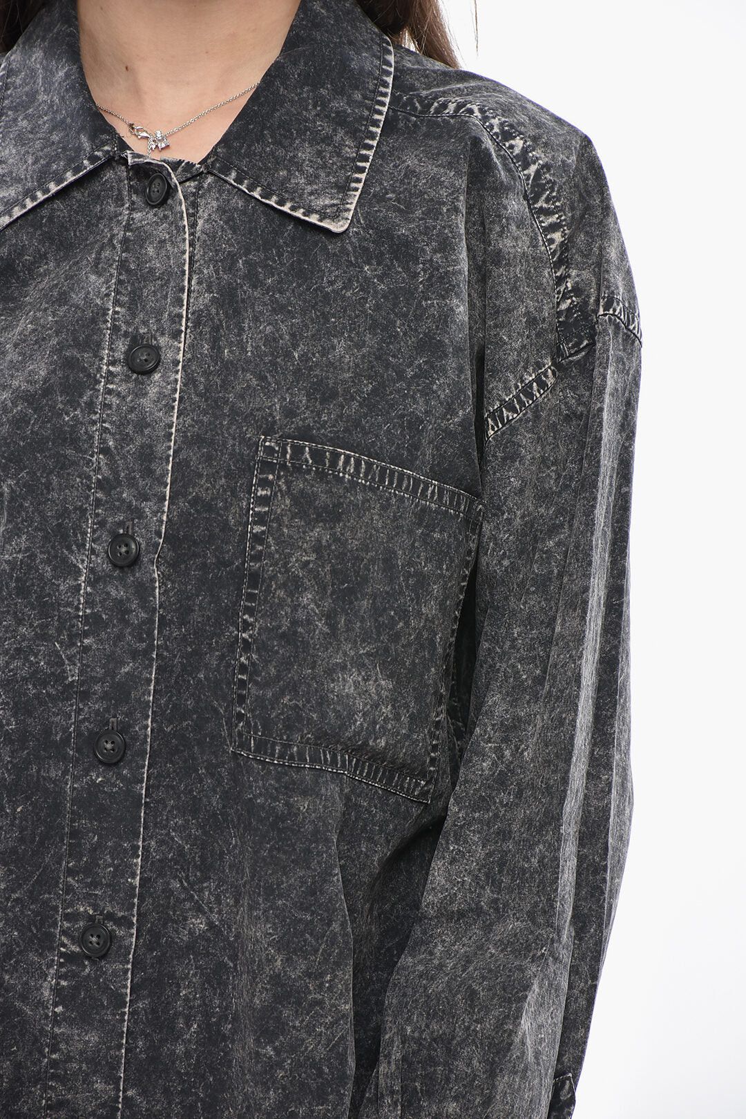 Alexander Wang og1mm0426 Acid-Wash Cotton Shirt in Grey Size XS / US 0-2 / IT 36-38 - 3 Thumbnail