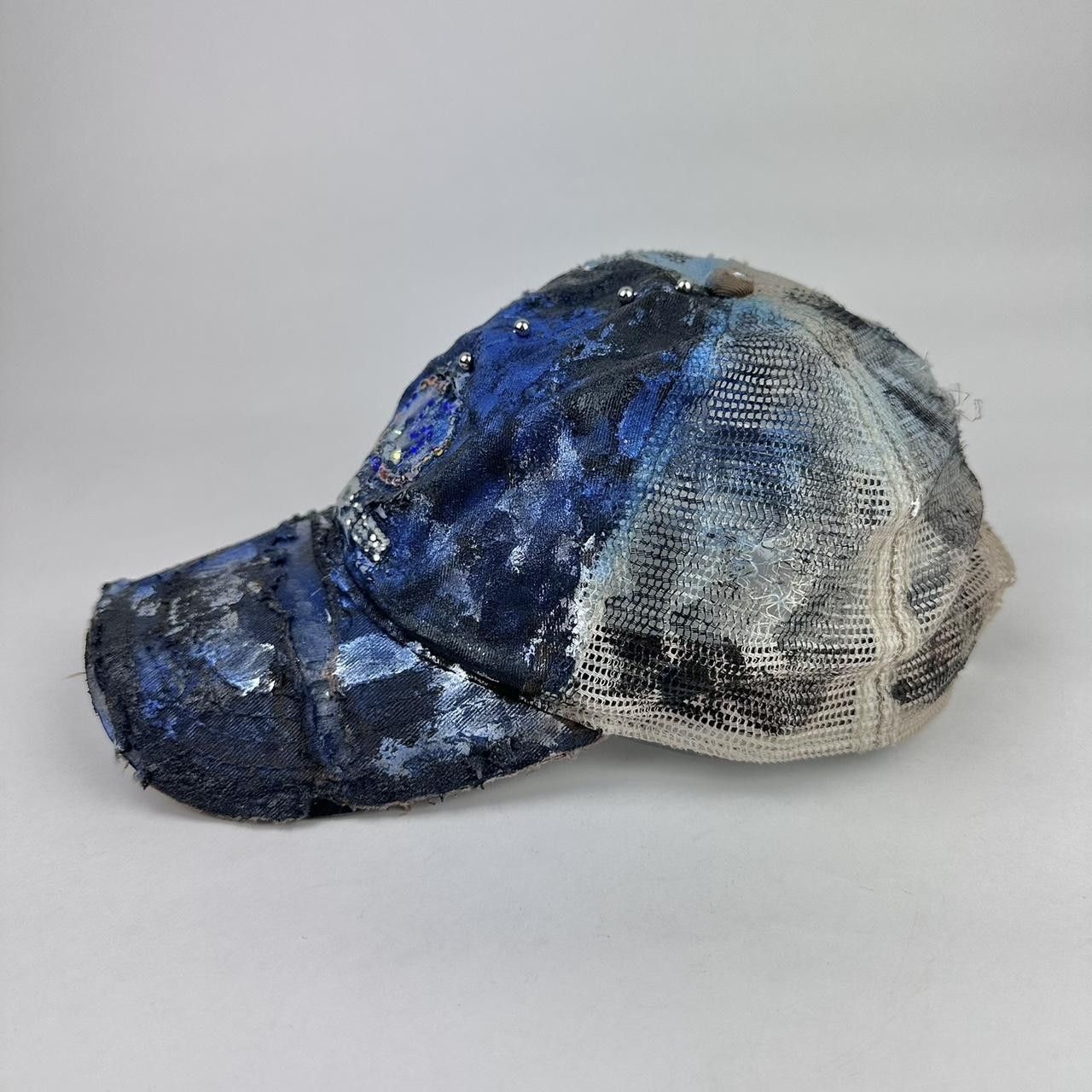 John Deere ASTROBOI* Black & Blue Distressed Pierced Rhinestone Hat Size ONE SIZE - 3 Thumbnail