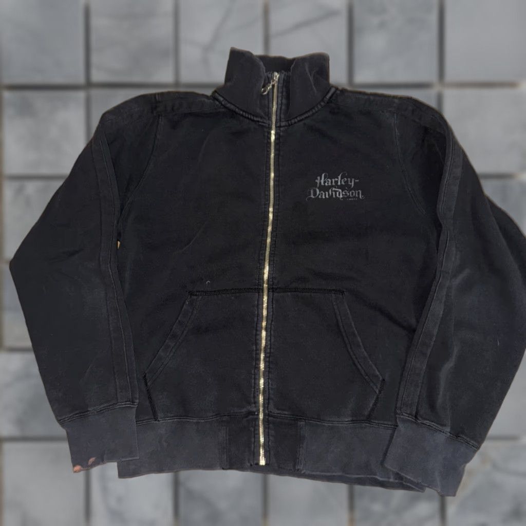 Harley Davidson Harley-Davidson Sweater Full Zip Mock Neck Black Med M Men's Size US M / EU 48-50 / 2 - 1 Thumbnail