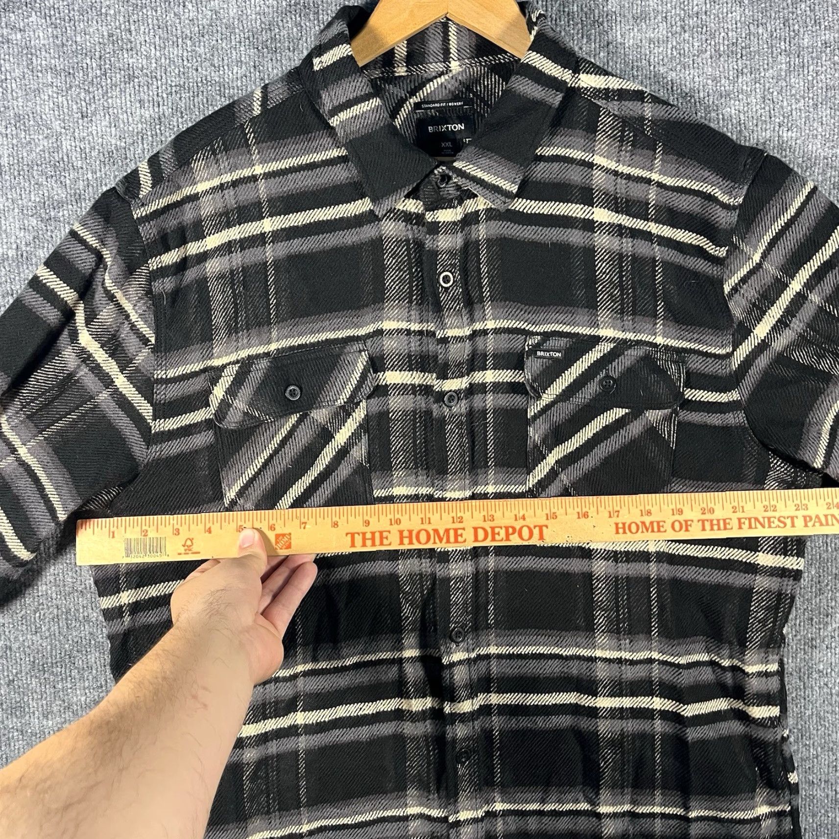 Brixton Brixton Bowery Flannel Mens 2XL Black Tan Cotton Plaid Longsleeve Standard Fit Size US XXL / EU 58 / 5 - 4 Thumbnail