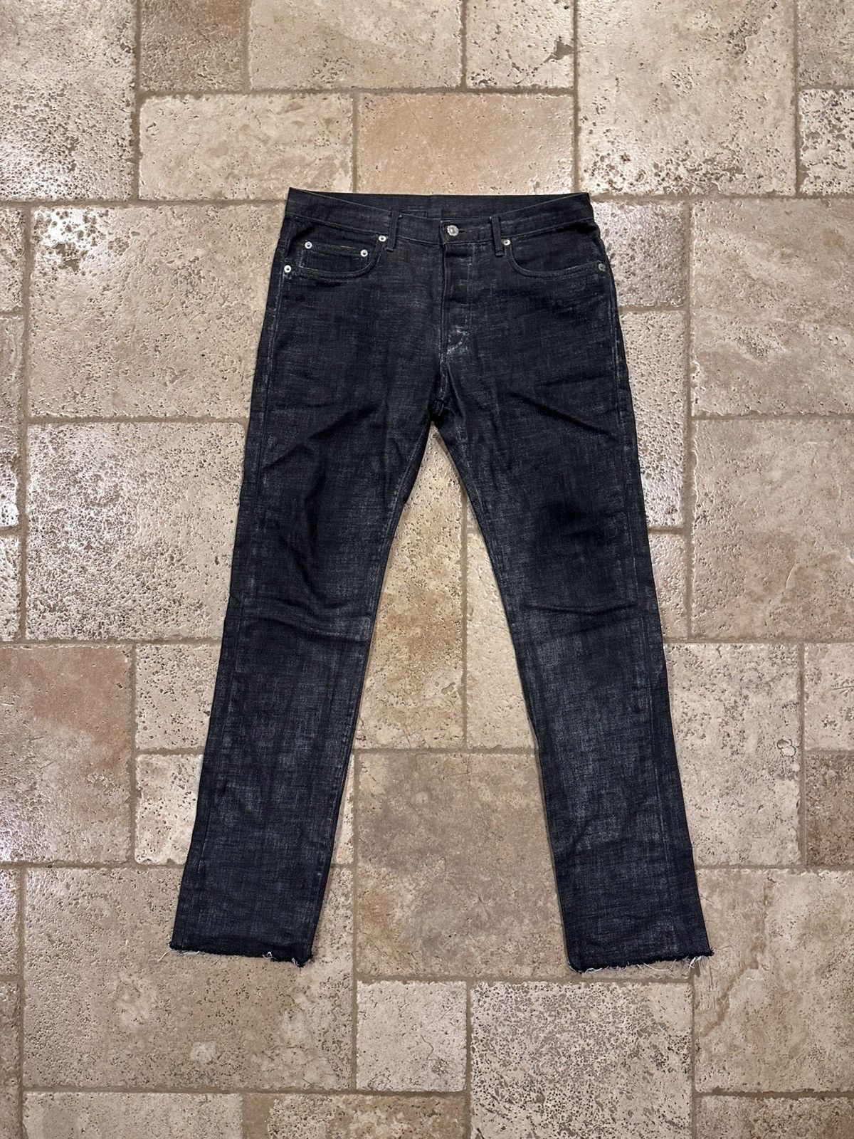 Dior Homme SS08 Radioactive Metallic Wax Black Denim Jeans